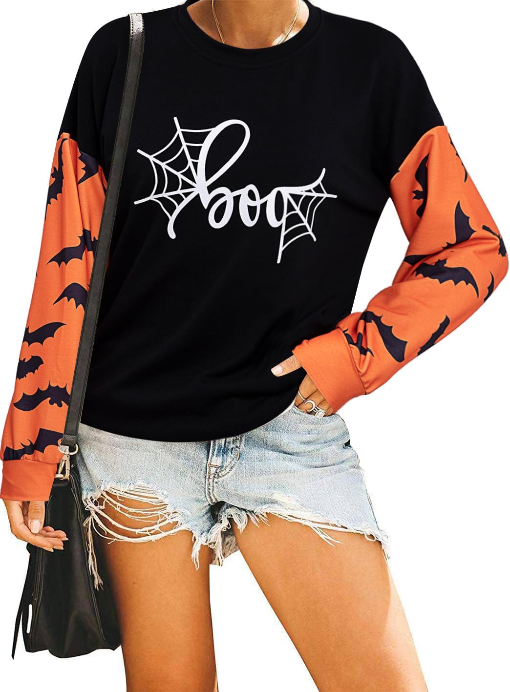 Women Halloween Spider Web Graphic T Shirt Top Boo Raglan Baseball 3/4 Sleeve Casual Blouse Tee
