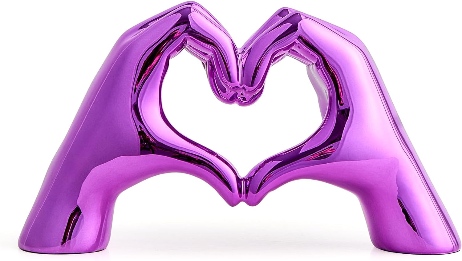 Heart Hands Sculpture Modern Home Decor, Art Hand Sculpture Home Decorations for Living Room, Purple Decor Love Finger Statue for Bedroom Shelf Coffee Table Centerpiece Gifts for Women Wedding