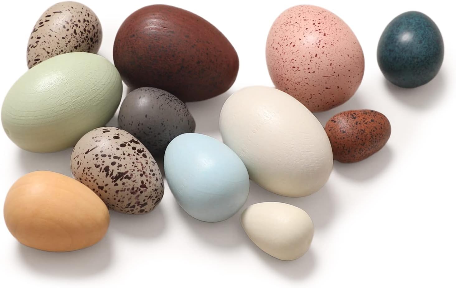 Youuys Wooden Bird Eggs Toys for Kids, Faux Easter Speckled Eggs DIY Art for Craft for Home Garden Decors, Cognitive Montessori Toy for Species Identification Early Educational Preschool Classroom