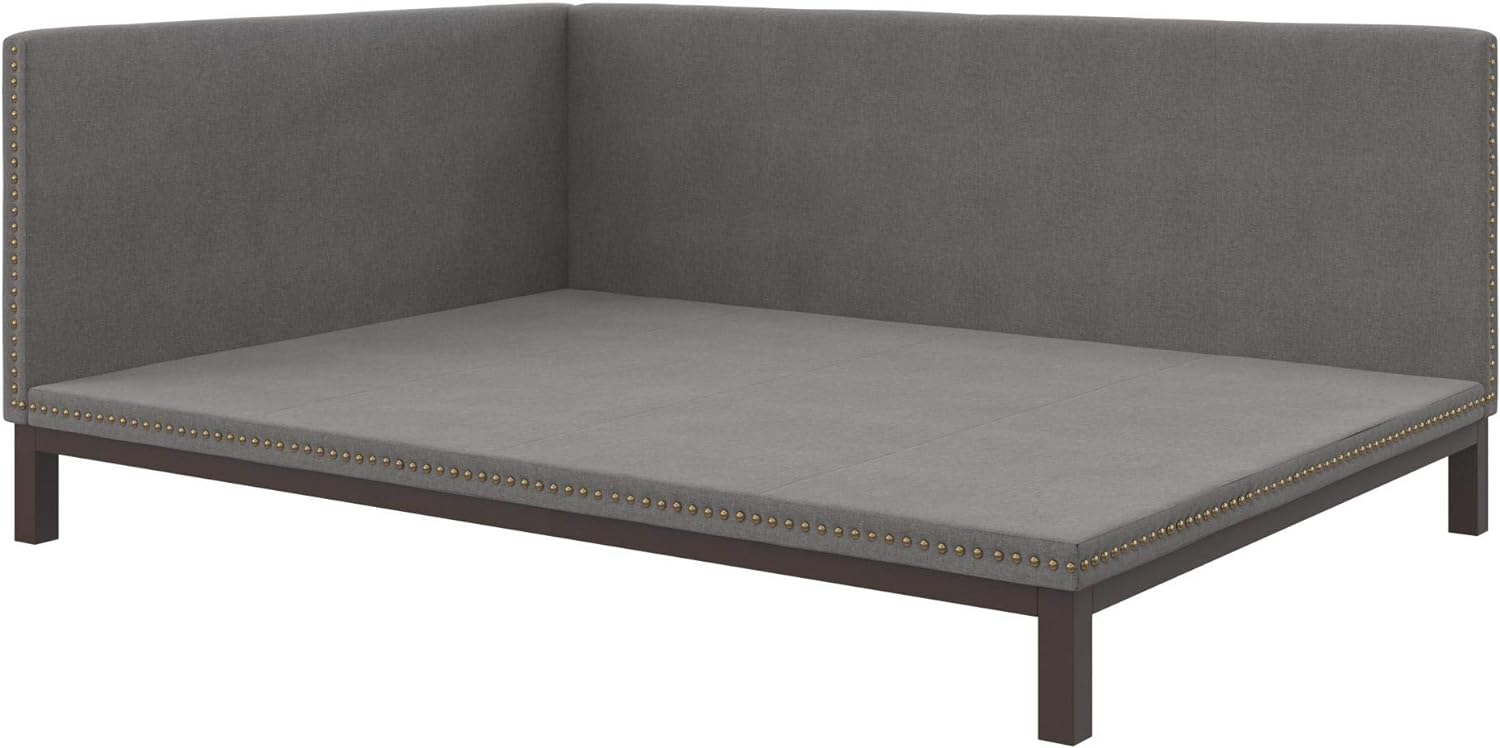 DHP Dale Upholstered Daybed/Sofa Bed Frame, Full Size, Grey Linen