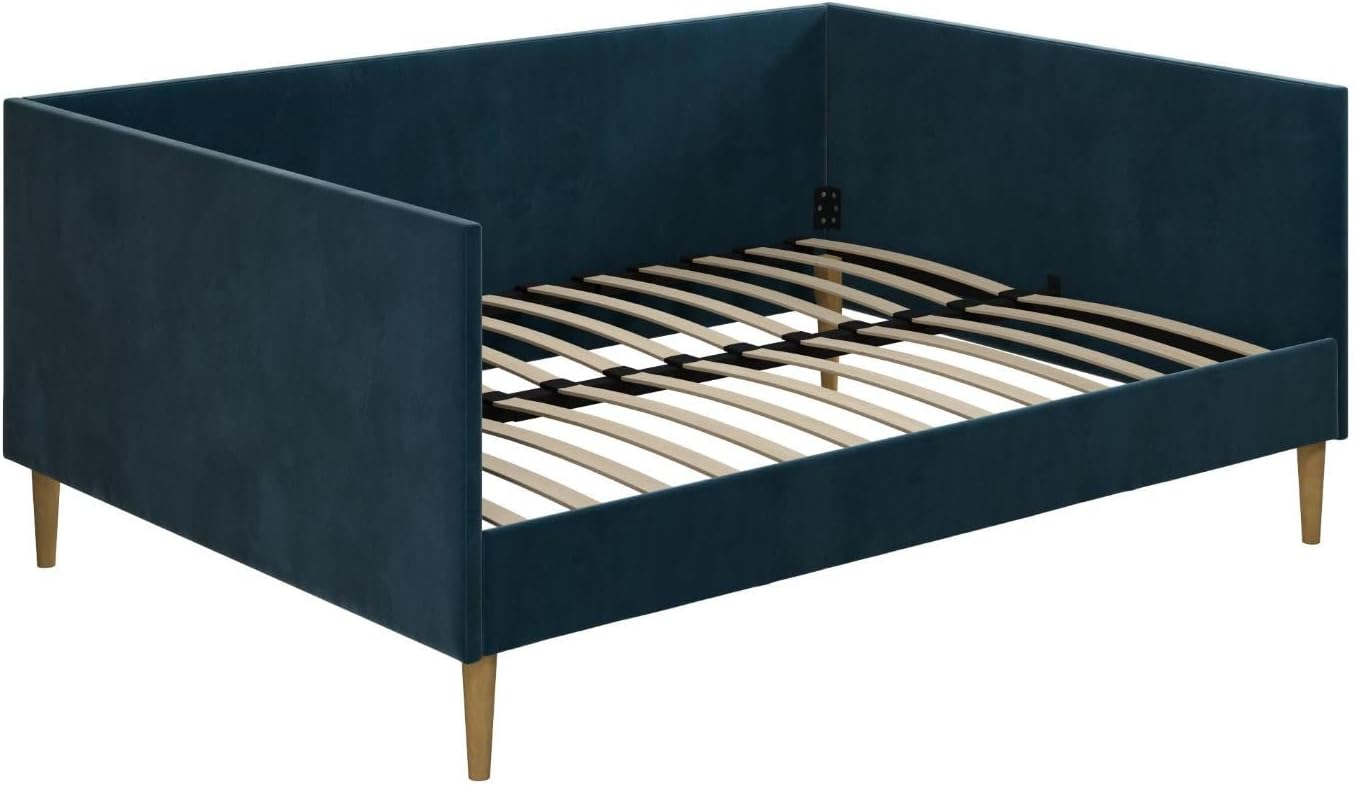 DHP Franklin Mid Century Upholstered, Full Size, Blue Velvet Daybed,