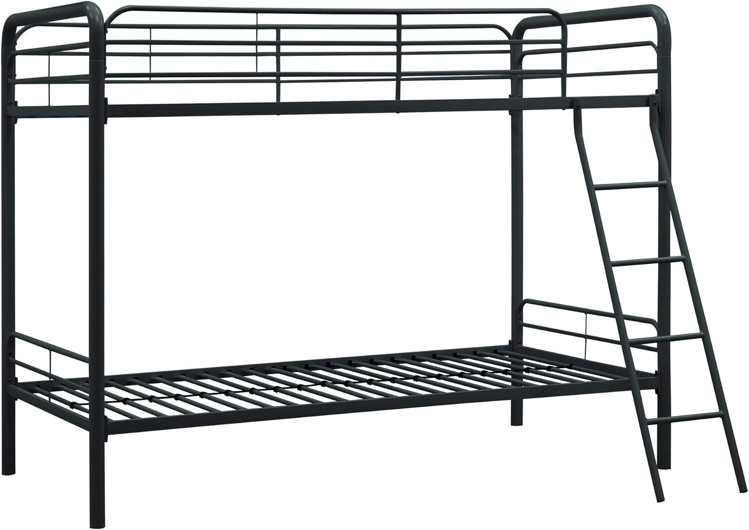 DHP Twin-Over-Twin Bunk Bed with Metal Frame and Ladder, Space-Saving Design, Black