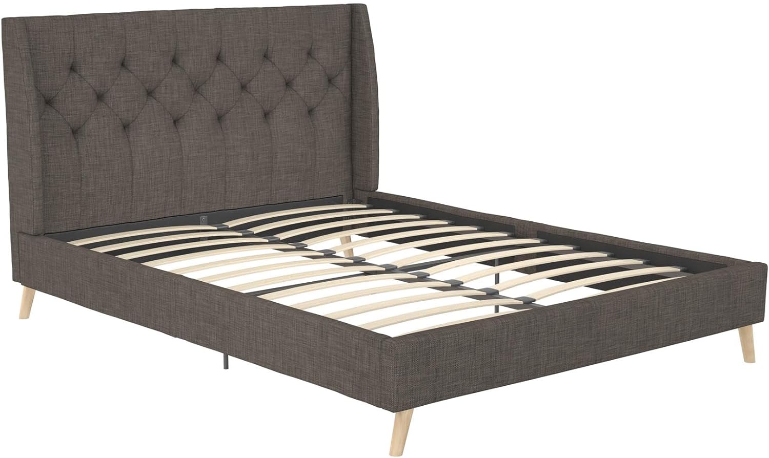 Novogratz Her Majesty Bed, Queen, Gray Linen