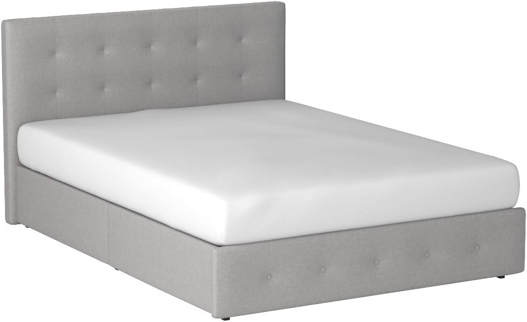 DHP Rose Upholstered Platform Bed with Underbed Storage Drawers and Button Tufted Headboard and Footboard, No Box Spring Needed, Full, Gray Linen