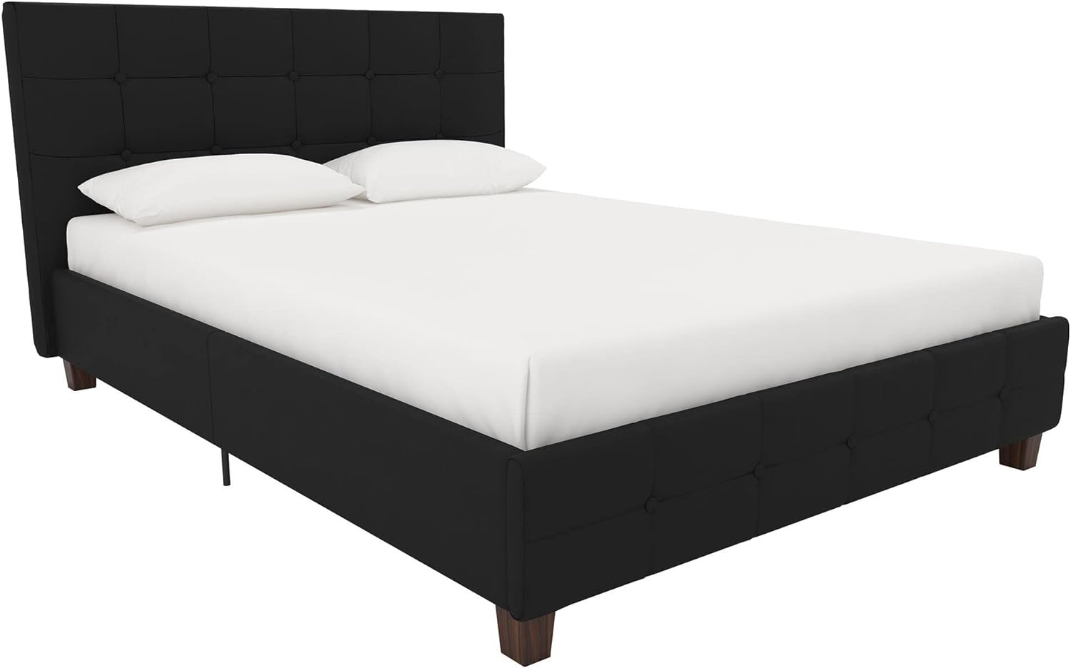 DHP Rose Upholstered Platform Bed with Button Tufted Headboard and Footboard, No Box Spring Needed, Full, Black Linen