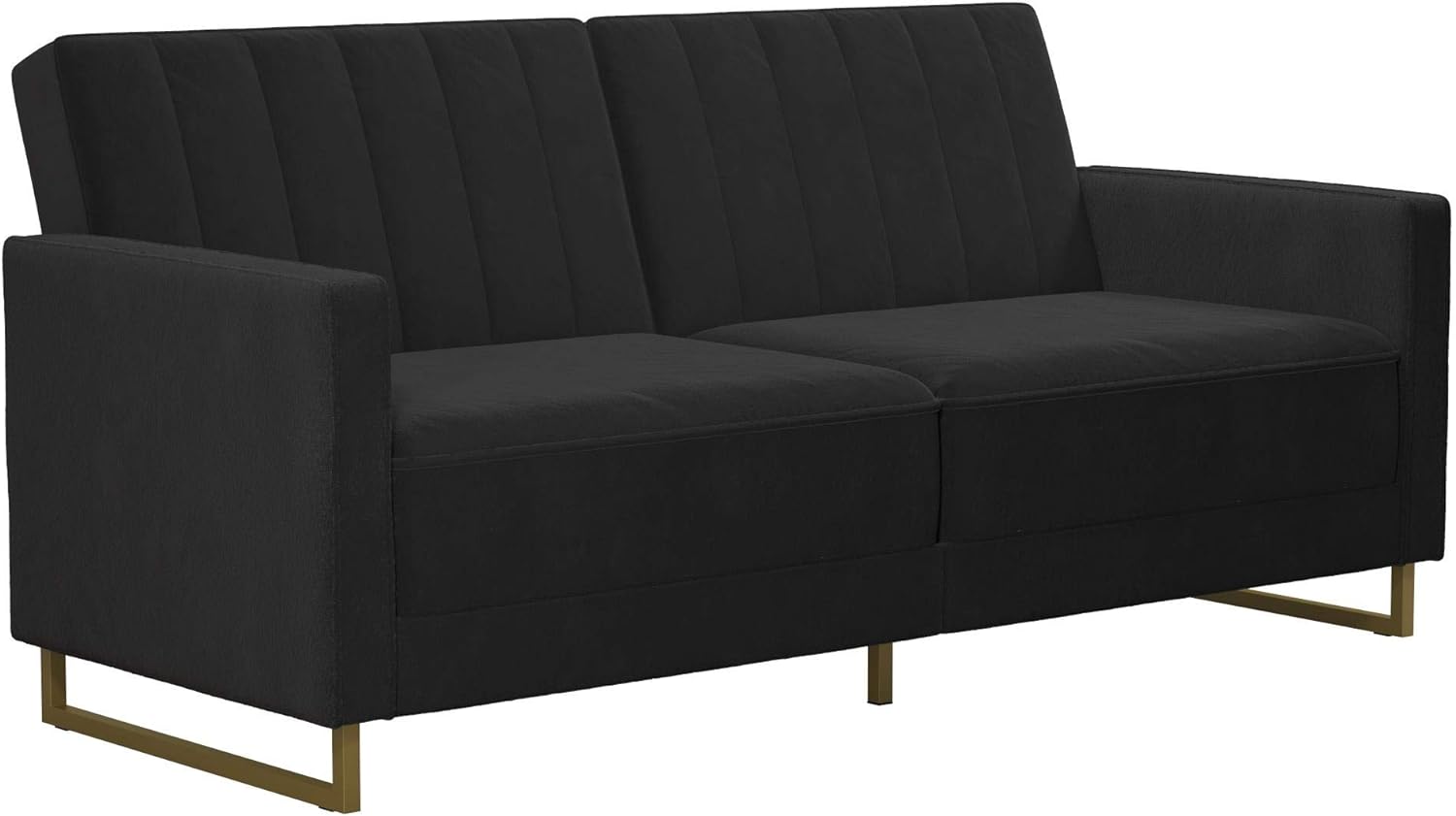 Novogratz 2358079N Skylar Coil, Modern Sofa Bed and Couch, Black Velvet Futon