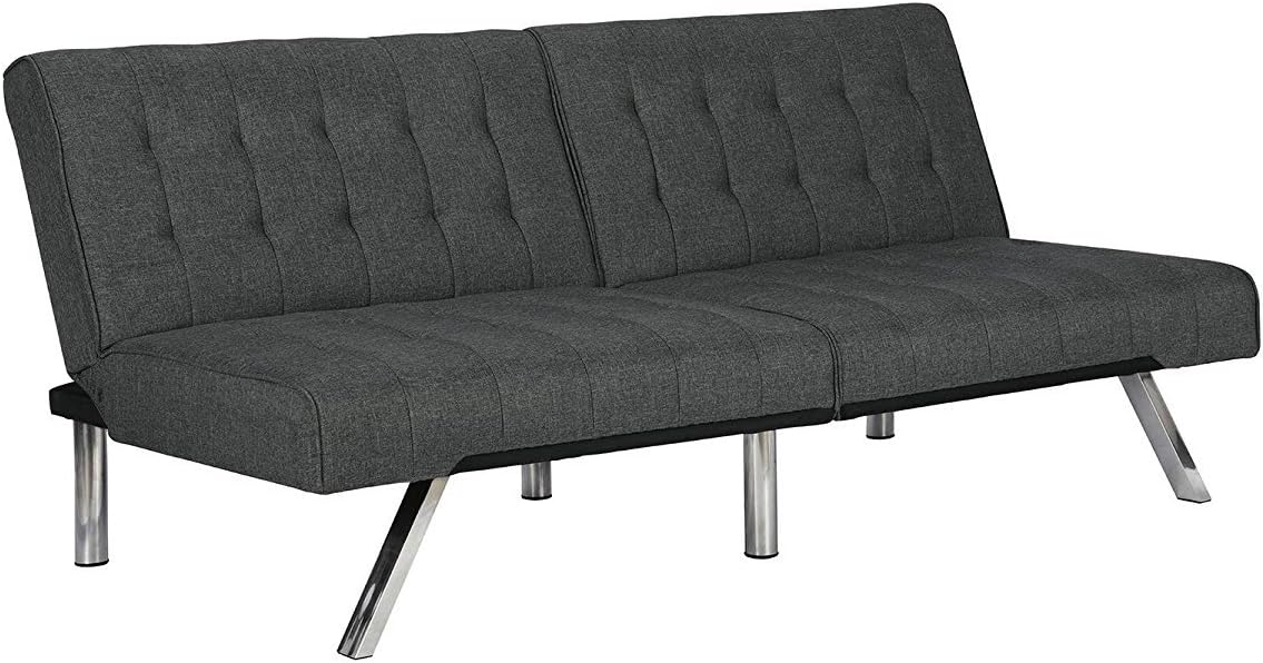 DHP Emily Futon With Chrome Legs, Navy Linen