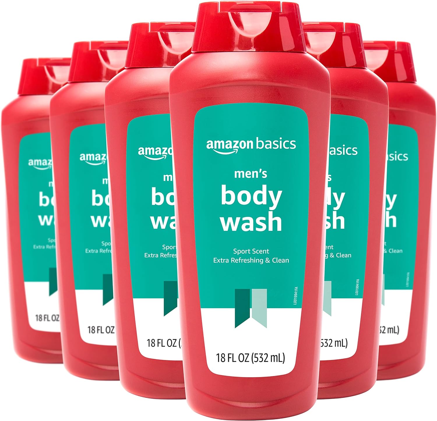 Amazon Basics Men&#39; Body Wash, Sport Scent, 18 Fluid Ounces, 6-Pack (Previously Solimo)