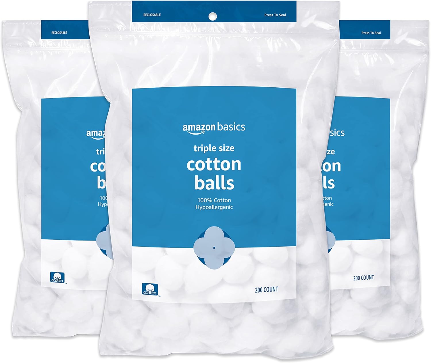 Amazon Basics Cotton Balls, 600 Count (3 Packs of 200) (Previously Solimo)