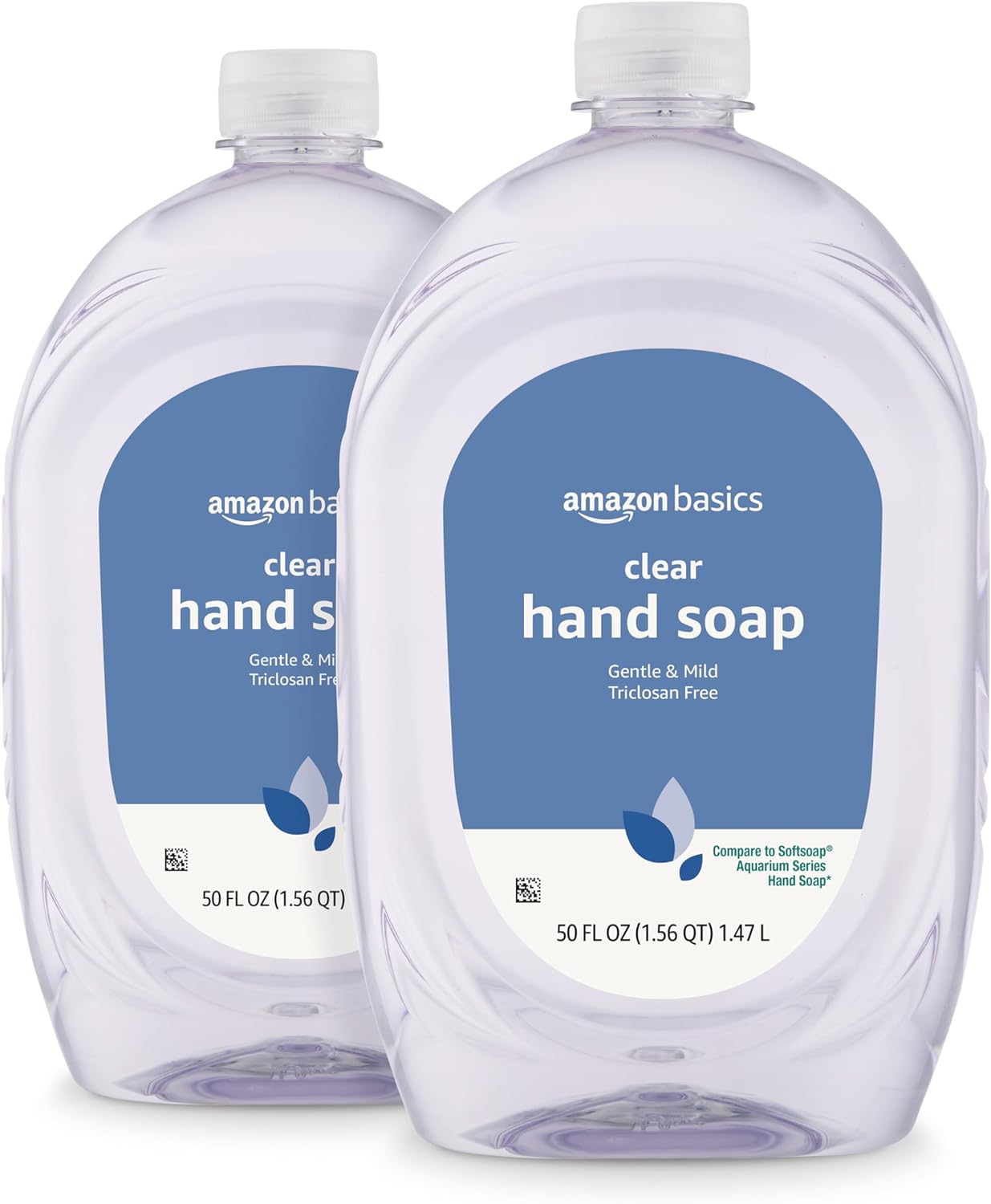 Amazon Basics Gentle & Mild Clear Liquid Hand Soap Refill, Triclosan-Free, 50 Fluid Ounces, 2-Pack (Previously Solimo)