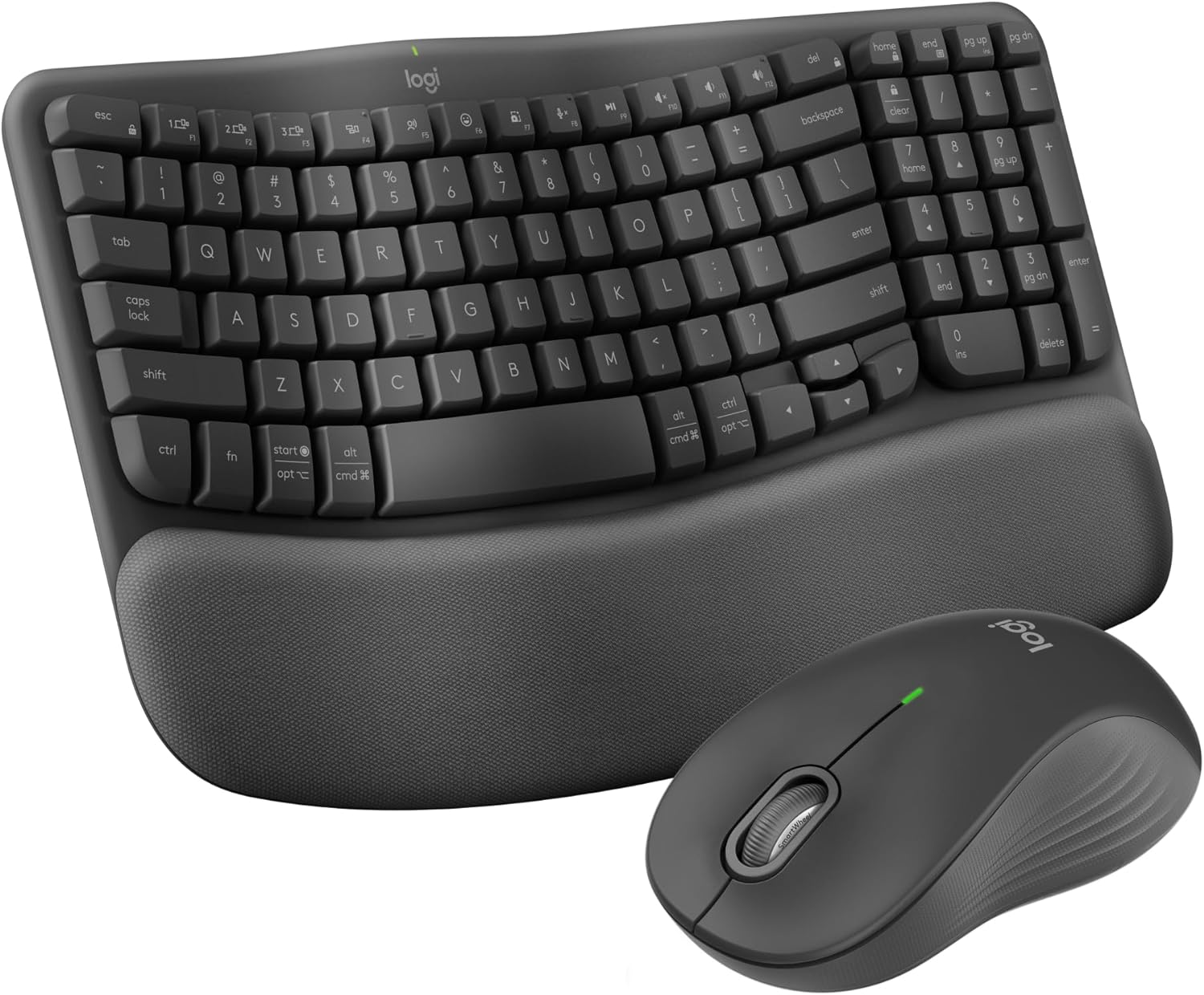 Logitech Wave Keys MK670 Combo, Wireless Ergonomic Keyboard with Signature M550 L Wireless Mouse, Comfortable Natural Typing, Bluetooth, Logi Bolt, for Multi-OS, Windows/Mac - Graphite