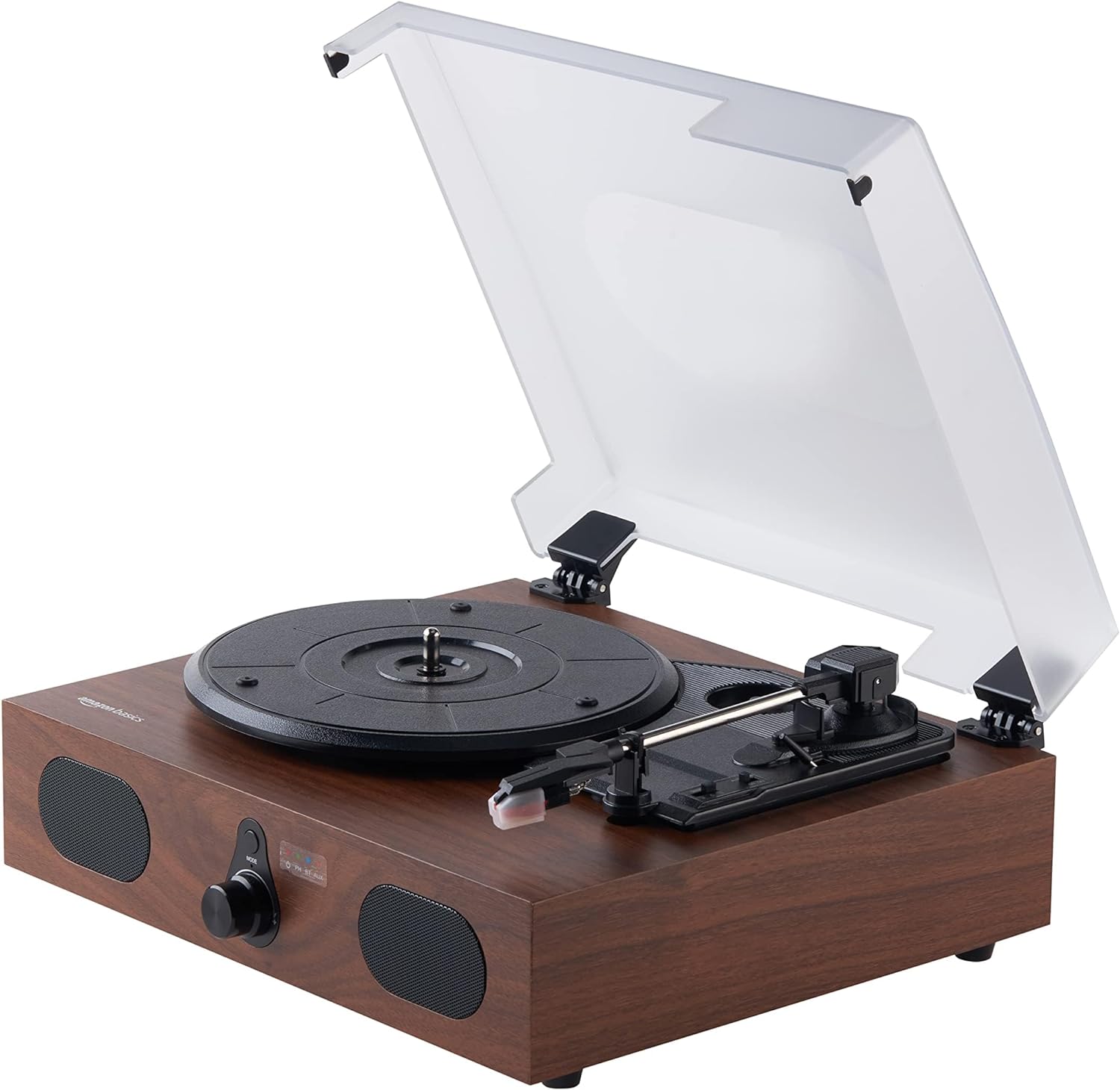 Amazon Basics Turntable Record Player with Built-in Speakers and Bluetooth, Desktop, Black