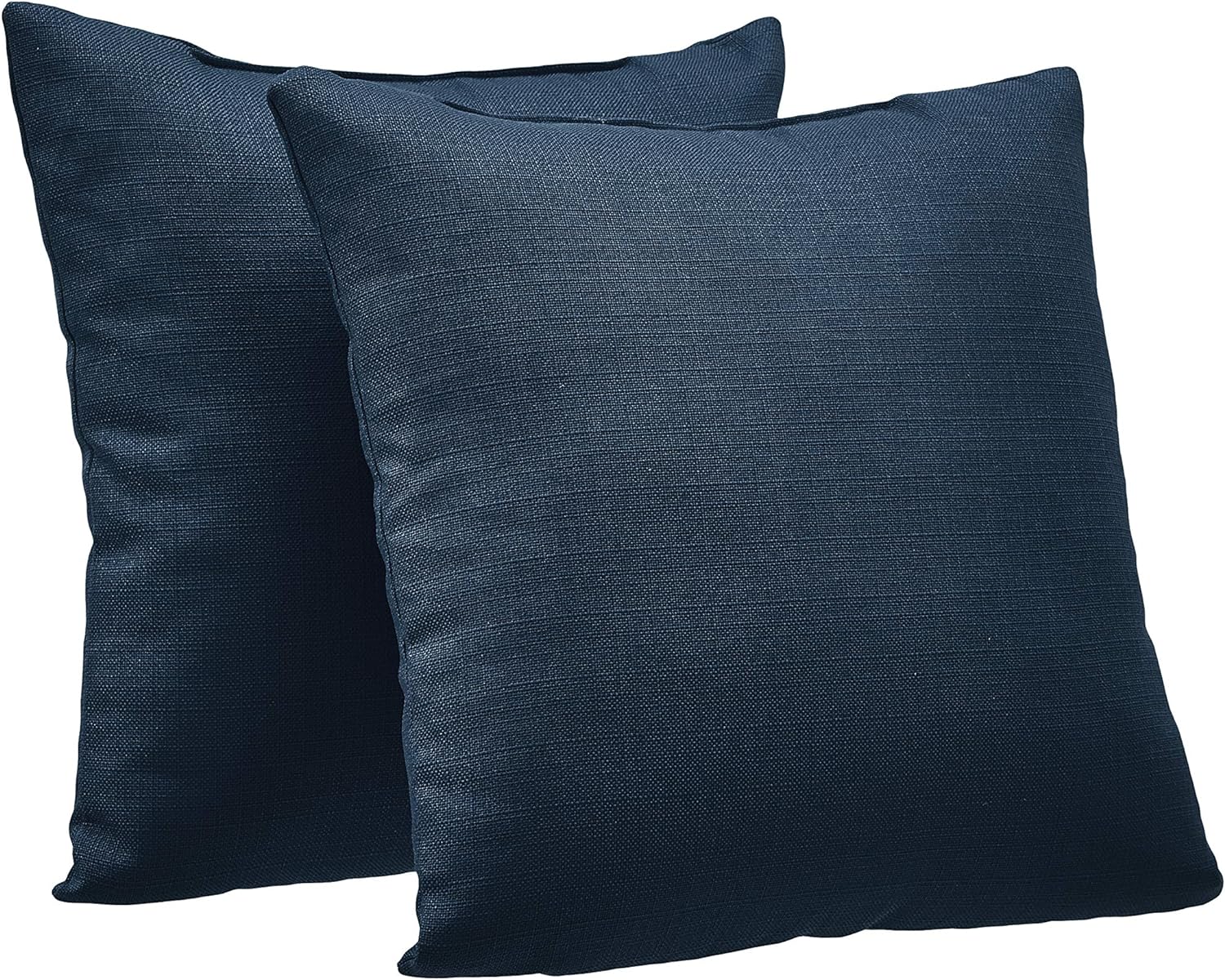 Amazon Basics 2-Pack Decorative Throw Pillows - 18" Square, Navy Blue Linen Style