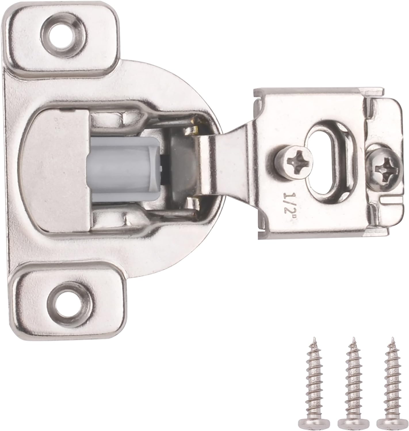 Amazon Basics AB-4012, Nickel Plated steel, Soft Close Cabinet Hinges, 1/2 Inch Overlay, 25-Pack, 1/2-inch, 25 Count