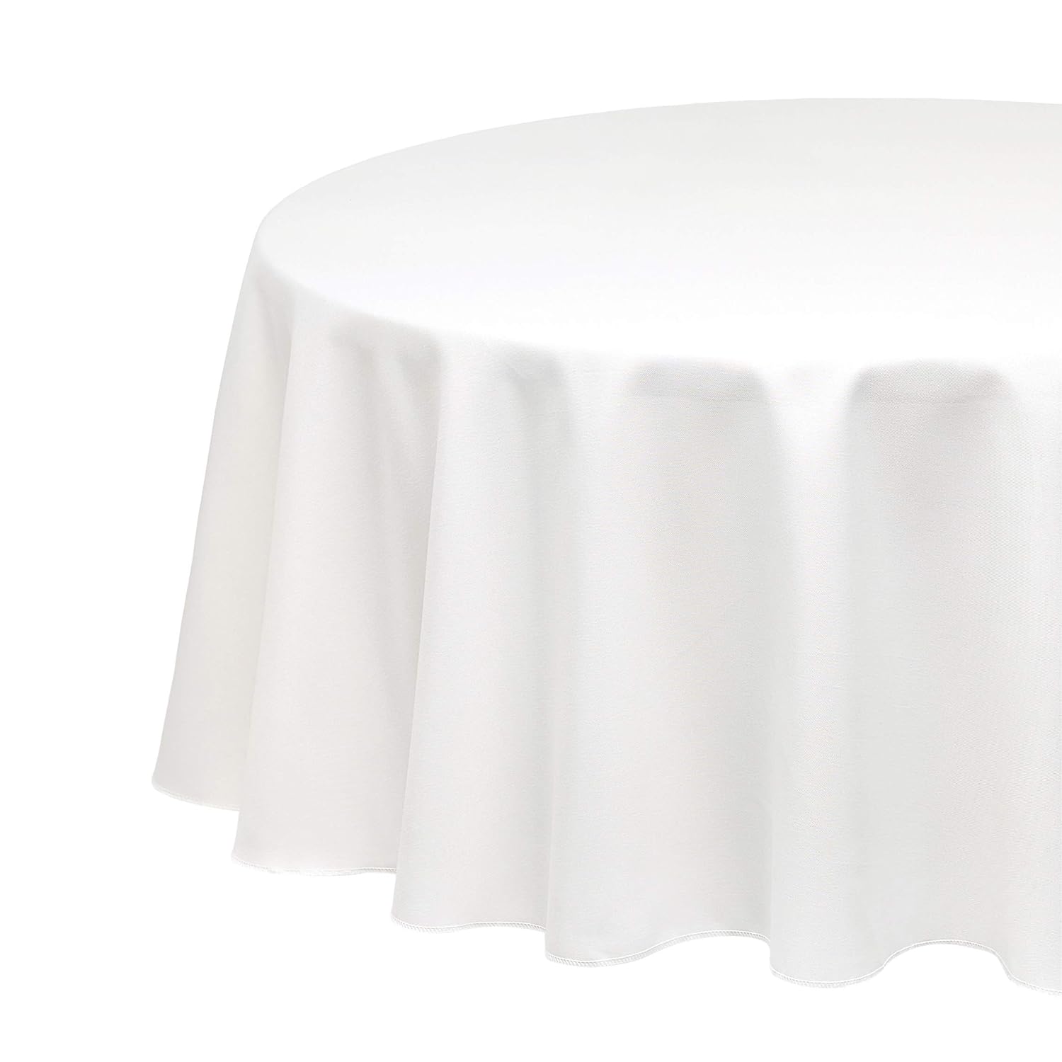 Amazon Basics Round Washable Polyester Fabric Tablecloth - Round 70", White, Pack of 4