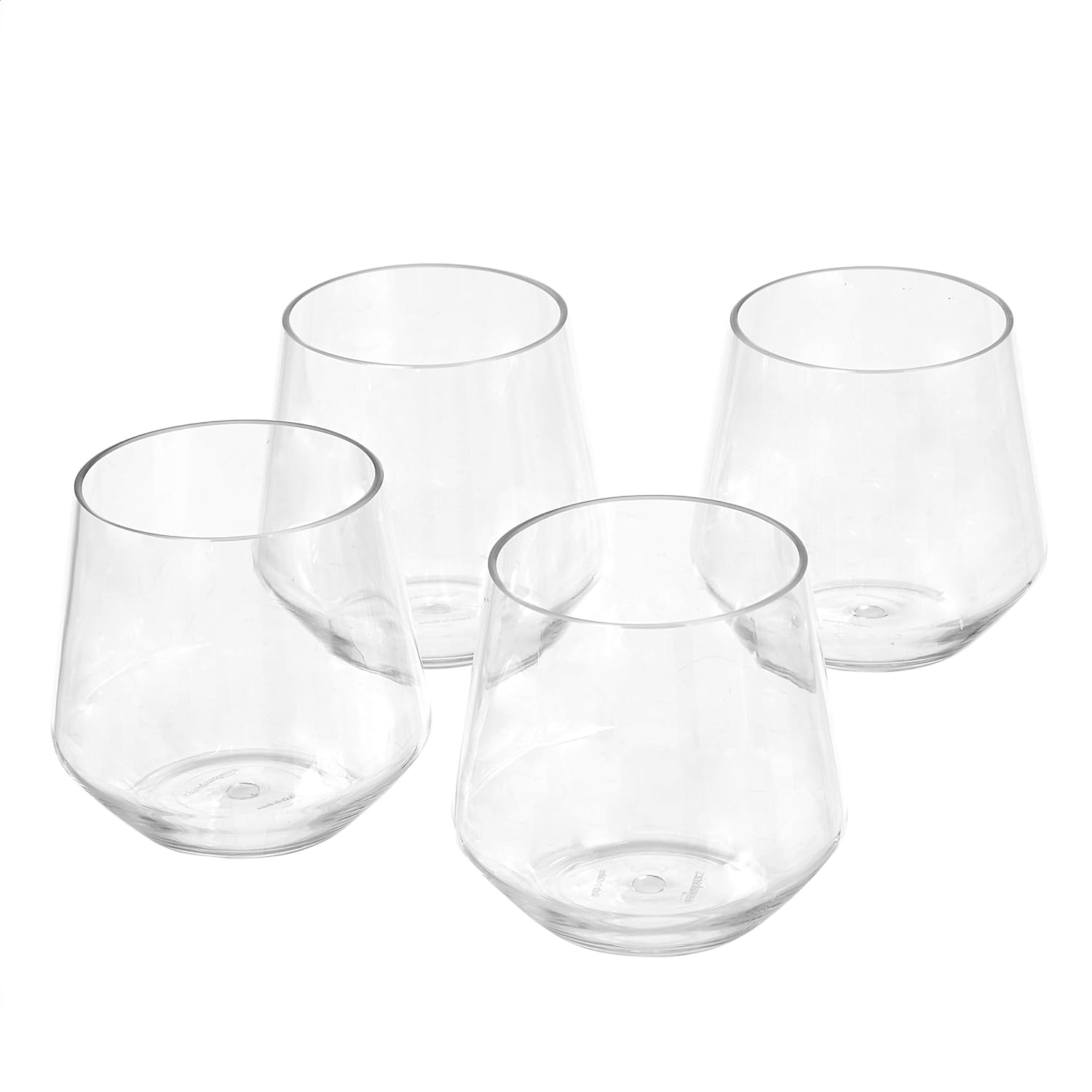 Amazon Basics Tritan BPA-Free Plastic Stemless Wine Glass, 14-Ounce, Clear - Set of 4