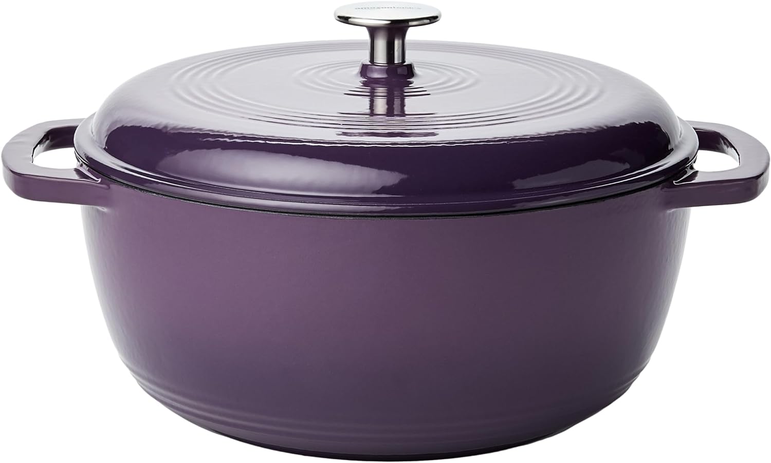 Amazon Basics Enameled Cast Iron Covered Round Dutch Oven, 6-Quart, Purple