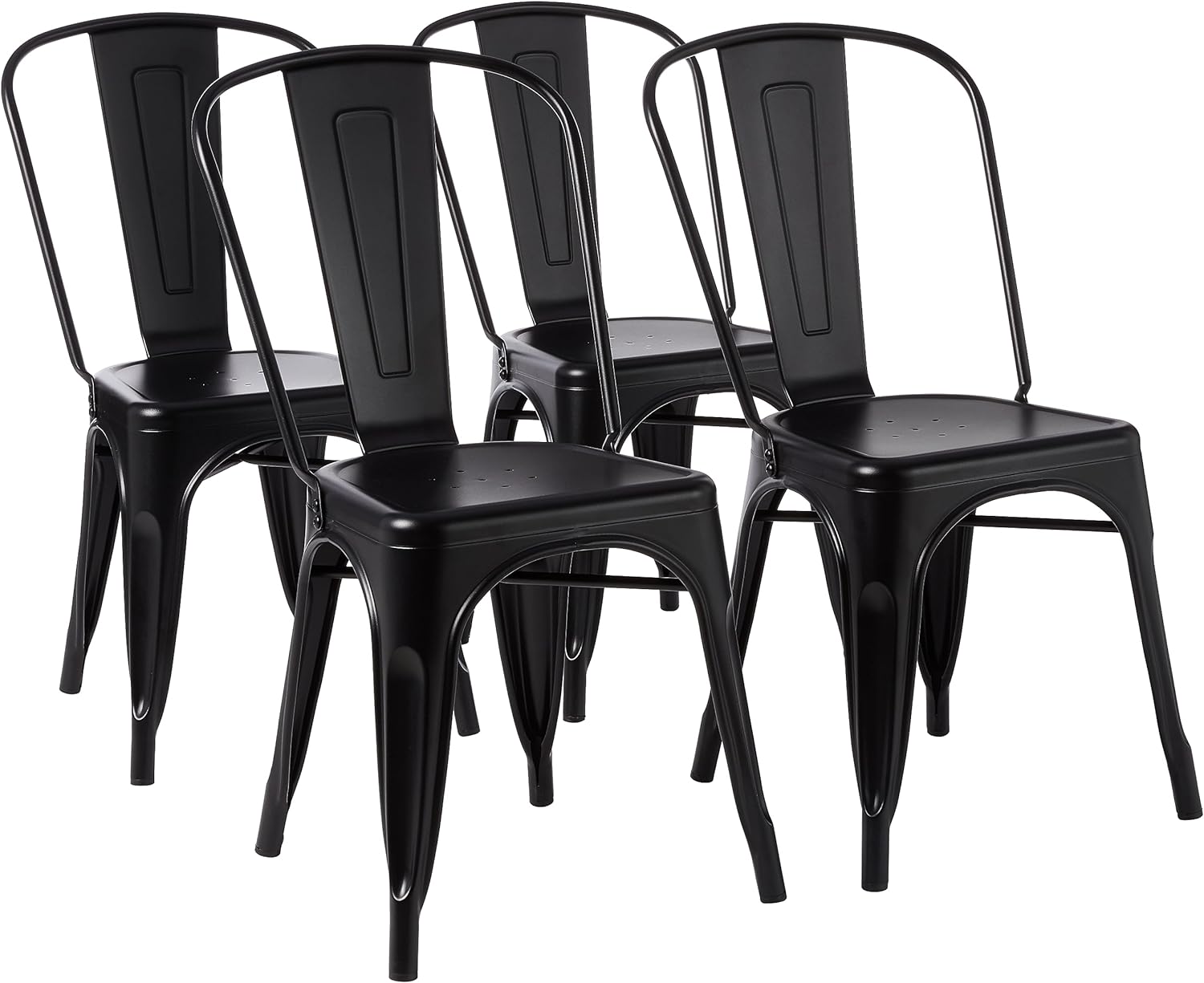 Amazon Basics 33DC01S4-BK Chair, 4 Pack, 20.1"D x 17.1"W x 33.5"H, Matte Black