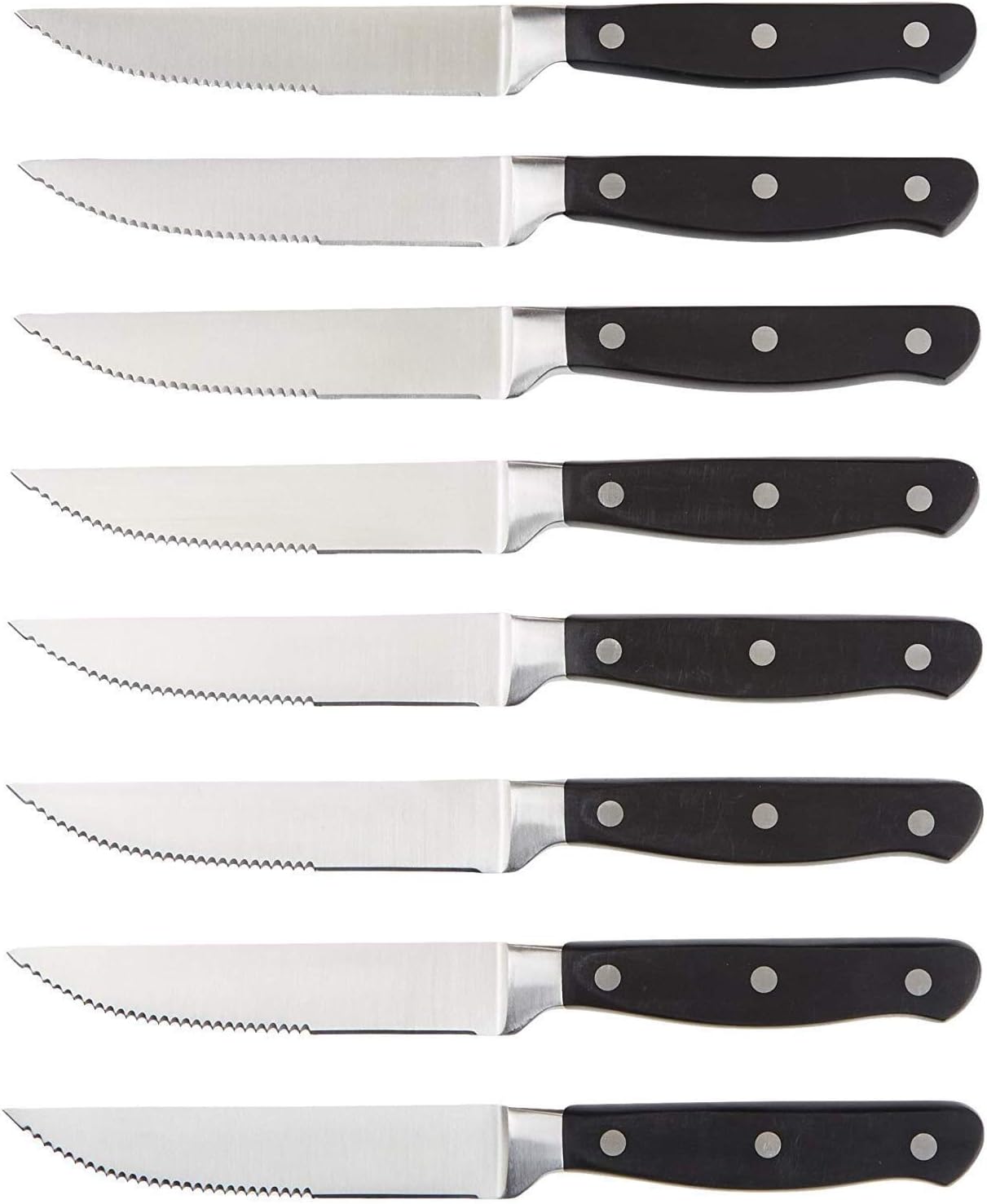 Amazon Basics 8-Piece Kitchen Steak Knife Set, Black