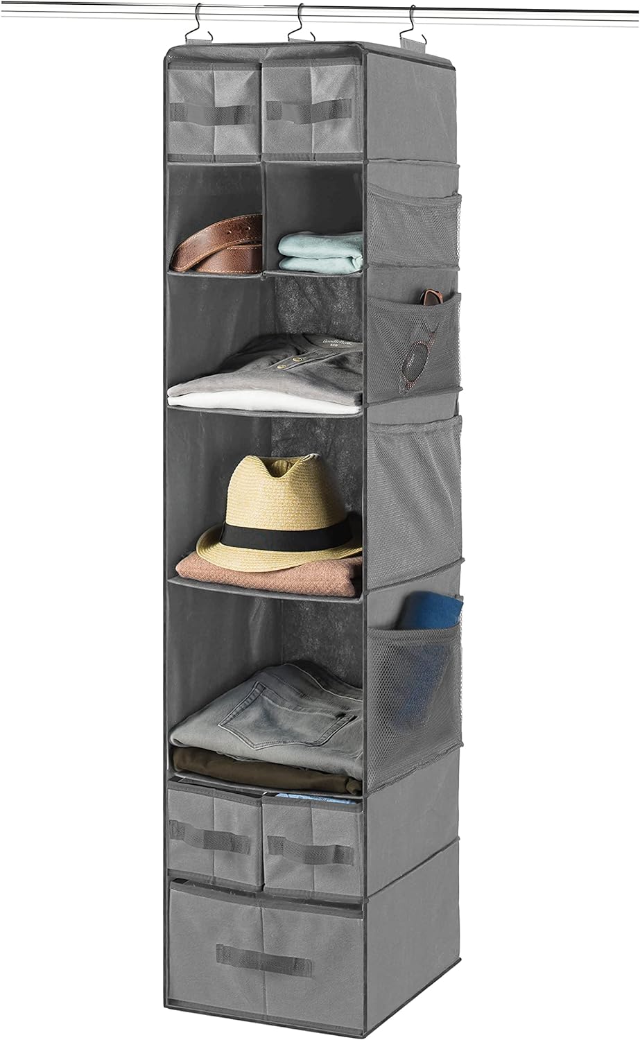 ZOBER Hanging Closet Organizer, 9-Shelf - Hanging Storage Organizer Shelves for Clothes, Towels, Toys - College Dorm Room, Nursery, & Home Closet