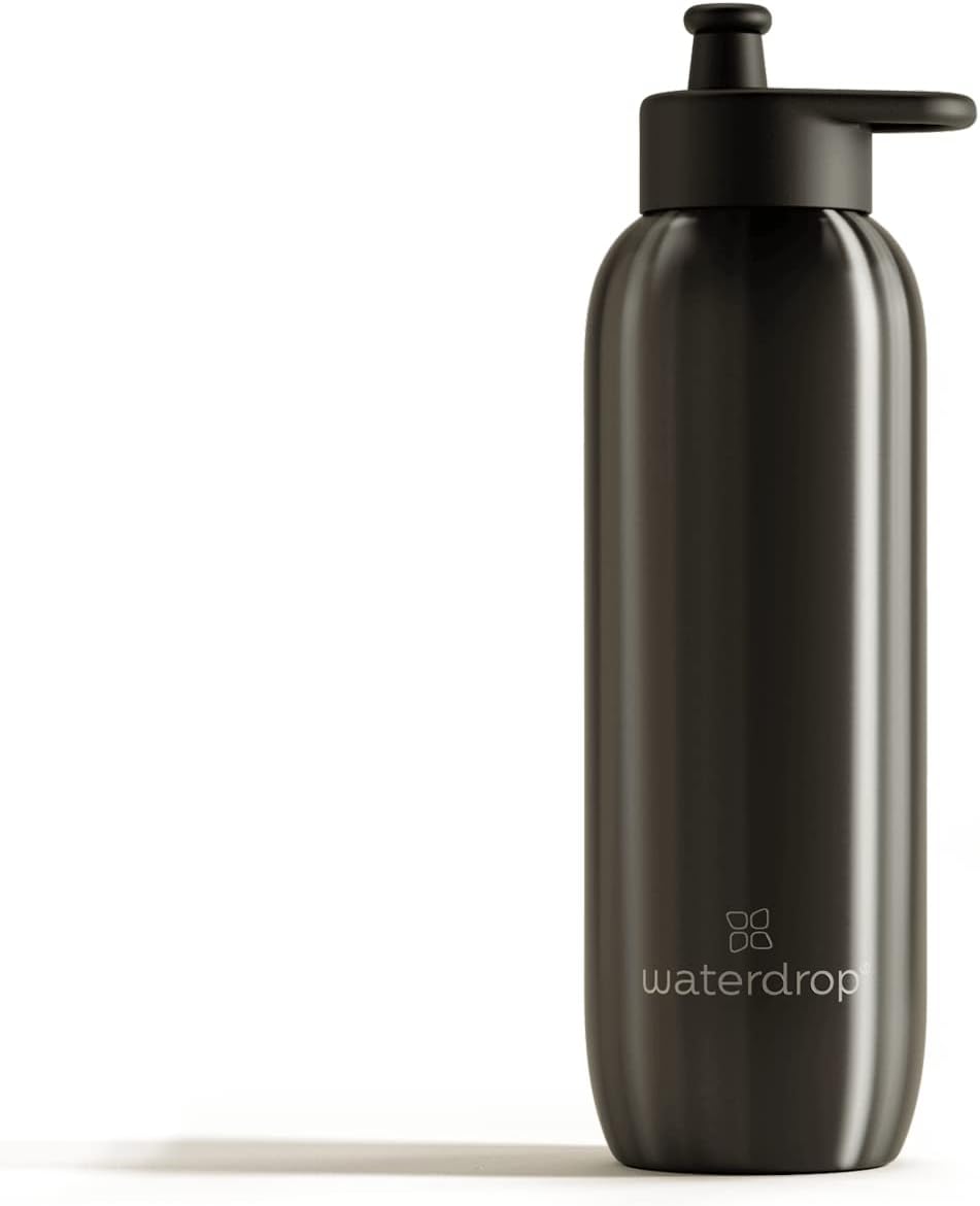 waterdrop  Stainless Steel Sports Water Bottle 28 oz - Leak Proof Pull Up Lid  Lightweight Bottle: 7 oz - Charcoal - Metal Canteen BPA Free - Fitness, Gym & Outdoor