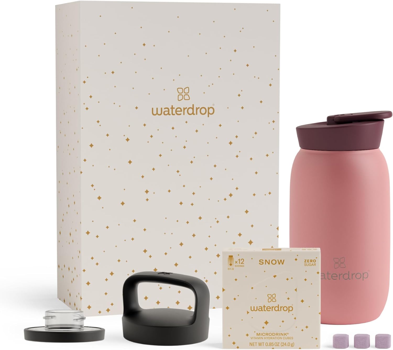 waterdrop Christmas Gift Set 2023 Medium | Exclusive Edition with 1 double-walled Tumbler & 12 Limited Edition SNOW Microdrinks & Accessories | Premium Christmas gift box for women and men