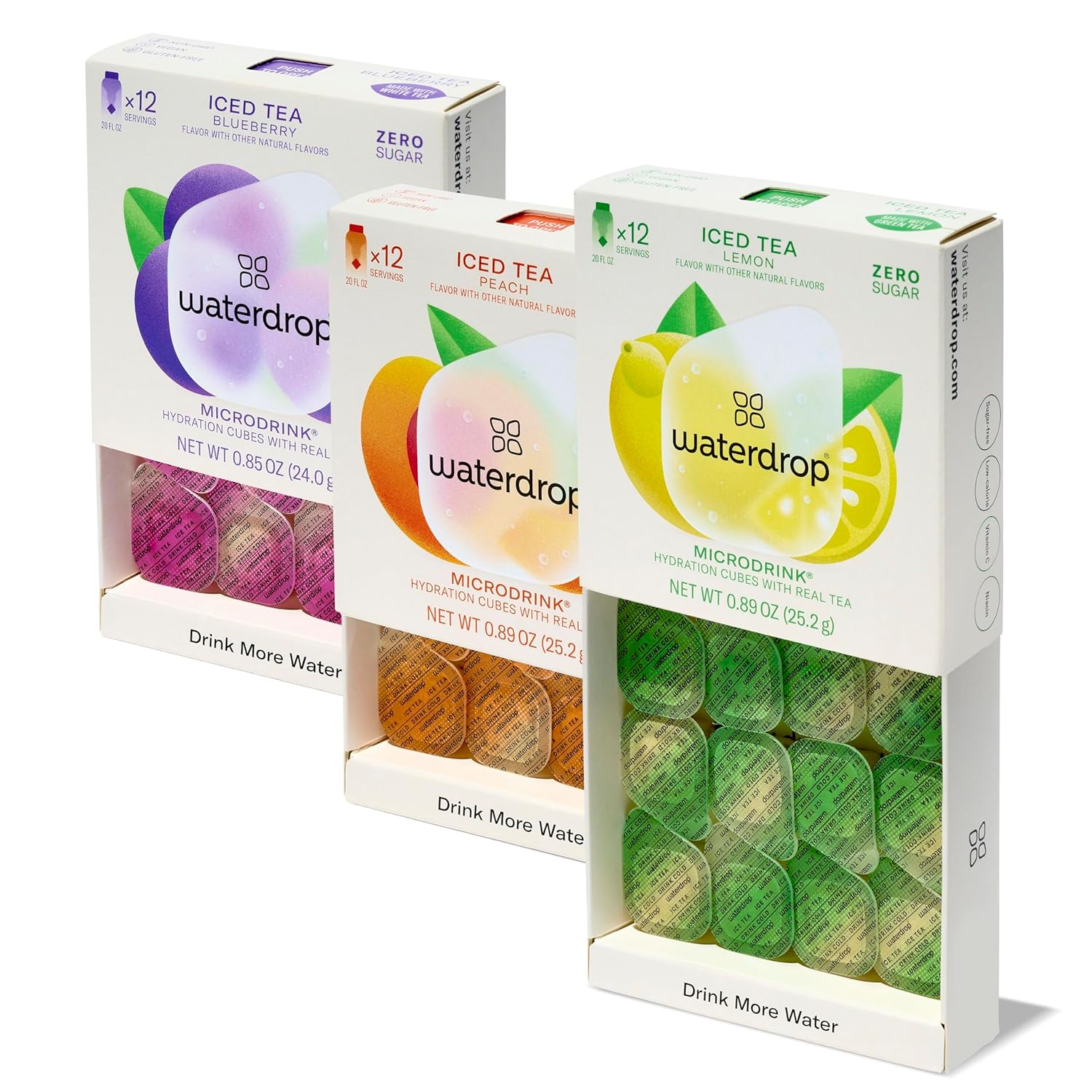 waterdrop Microdrink ICED TEA | 36 Cubes | Extra Sweet Flavoring | Ice Tea Mix Powder - Instant, Zero Calories, 0 Sugar | with Pure Tea Leafs | (36 Drink Mix Packets-Sachets)