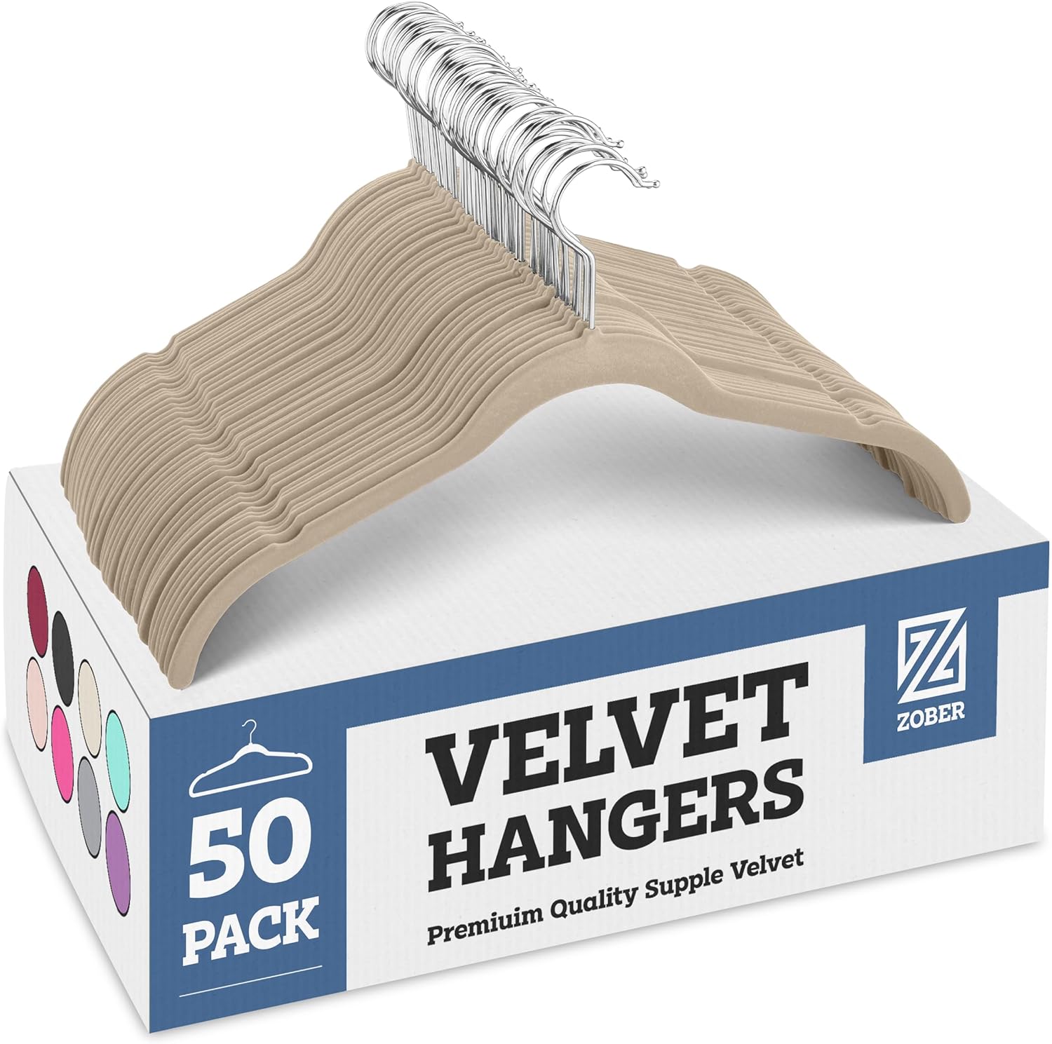 Premium Velvet Shirt Hangers (50 Pack) Non Slip Clothes Hangers, Ultra Slim Hangers Gain 50% Closet Space, 360 Swivel Hook, Clothes Hangers for Tops, Dress Shirts, Blouses, Strappy Dresses, Delicates