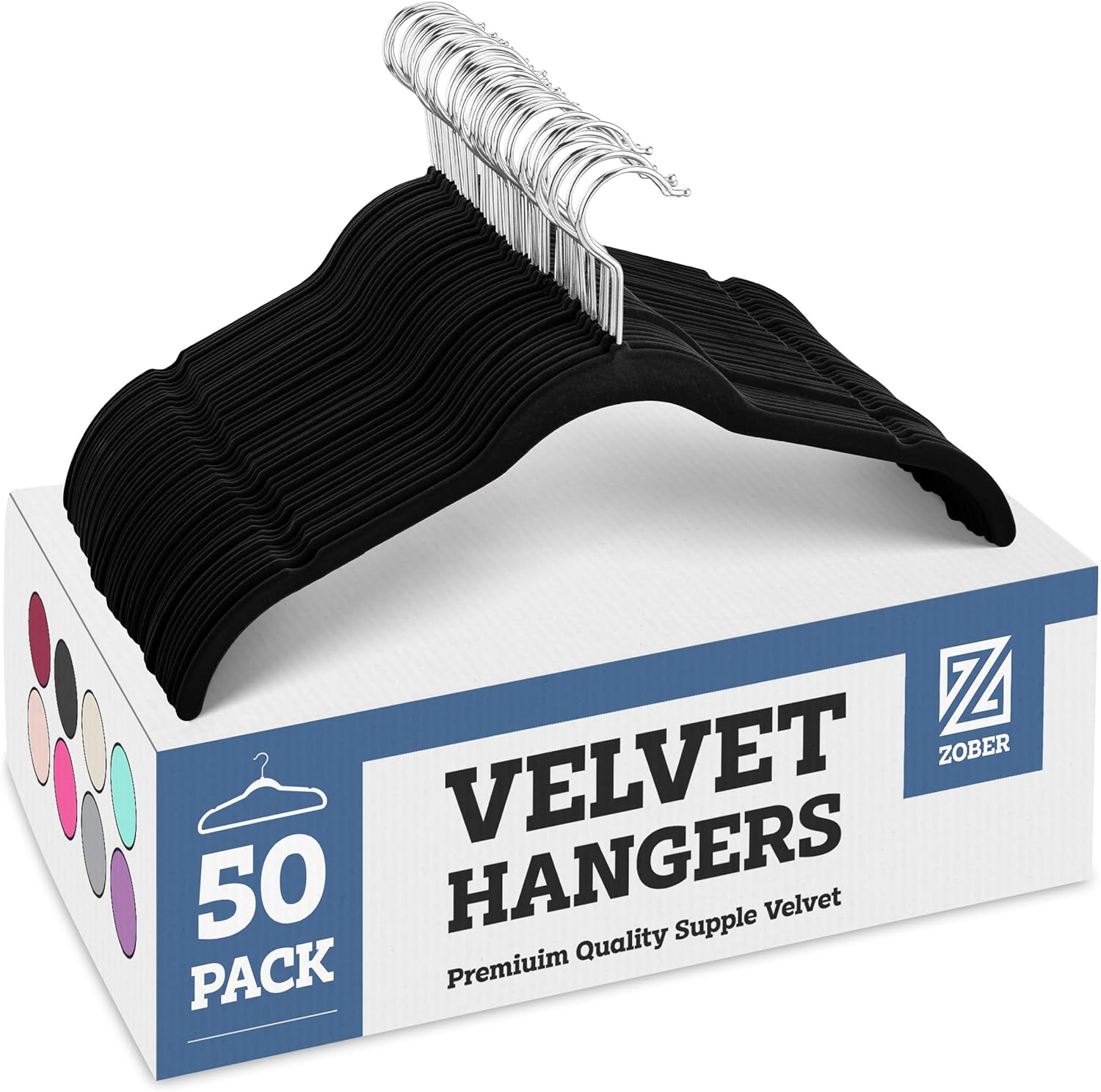 Premium Velvet Shirt Hangers (50 Pack) Non Slip Clothes Hangers, Ultra Slim Hangers Gain 50% Closet Space, 360 Swivel Hook, Clothes Hangers for Tops, Dress Shirts, Blouses, Strappy Dresses, Delicates