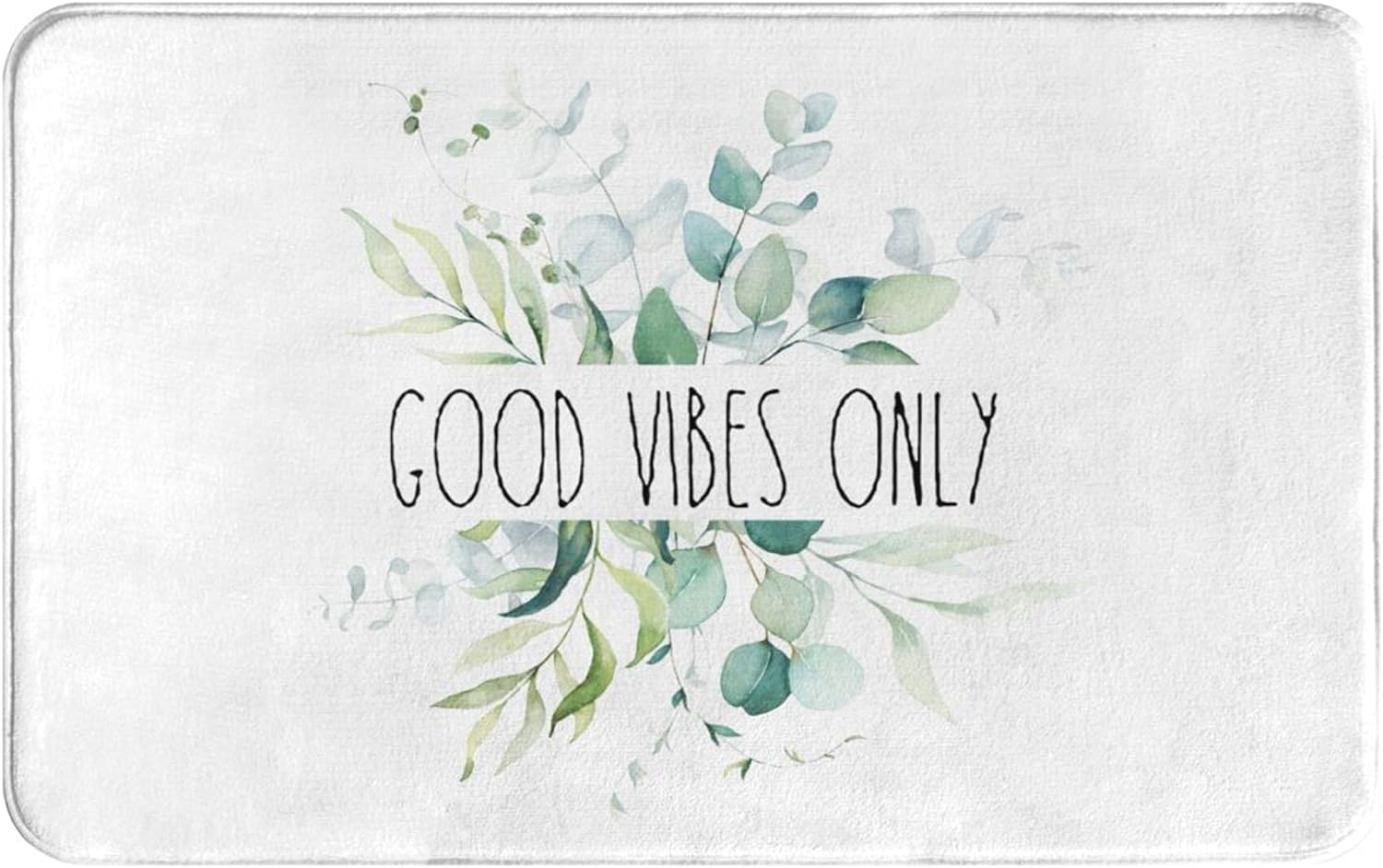 ABSOP Good Vibes Only Greenery Leaf Bath Mat Eucalyptus Leaves Inspired Non Slip Bedroom Rug Green Floral Seafoam Bathroom Rugs Water Absorbent Foam Bath Matt Indoor Decor 18 X 30