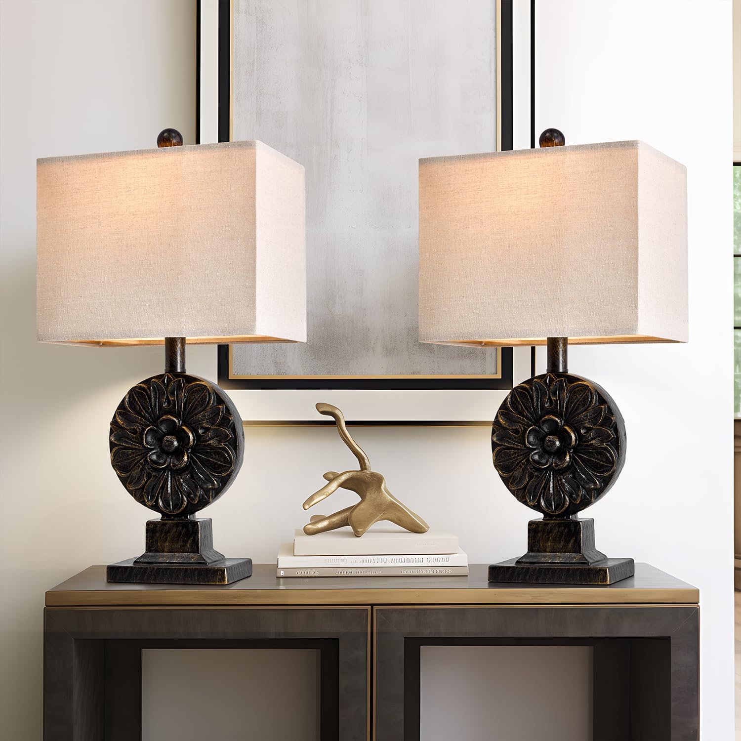 These lamps are so nice and well made . The size is good for living room or bedroom. The style is so pretty and has so great detail . These lamps look high-end but are priced for the budget minded shopper .
