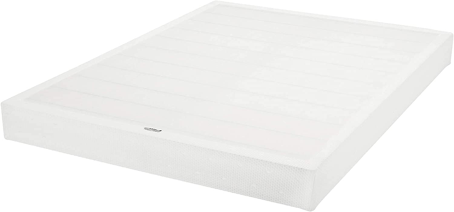 Amazon Basics Smart Box Spring Bed Base, 5 Inch Mattress Foundation, Tool-Free Easy Assembly, Queen, White