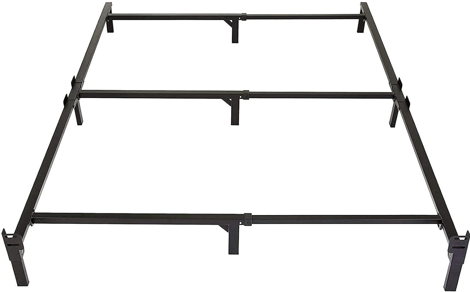 Amazon Basics Metal Bed Frame, 9-Leg Base for Box Spring and Mattress, Full, Tool-Free Easy Assembly, Black, 74.5" L x 53.5" W x 7" H