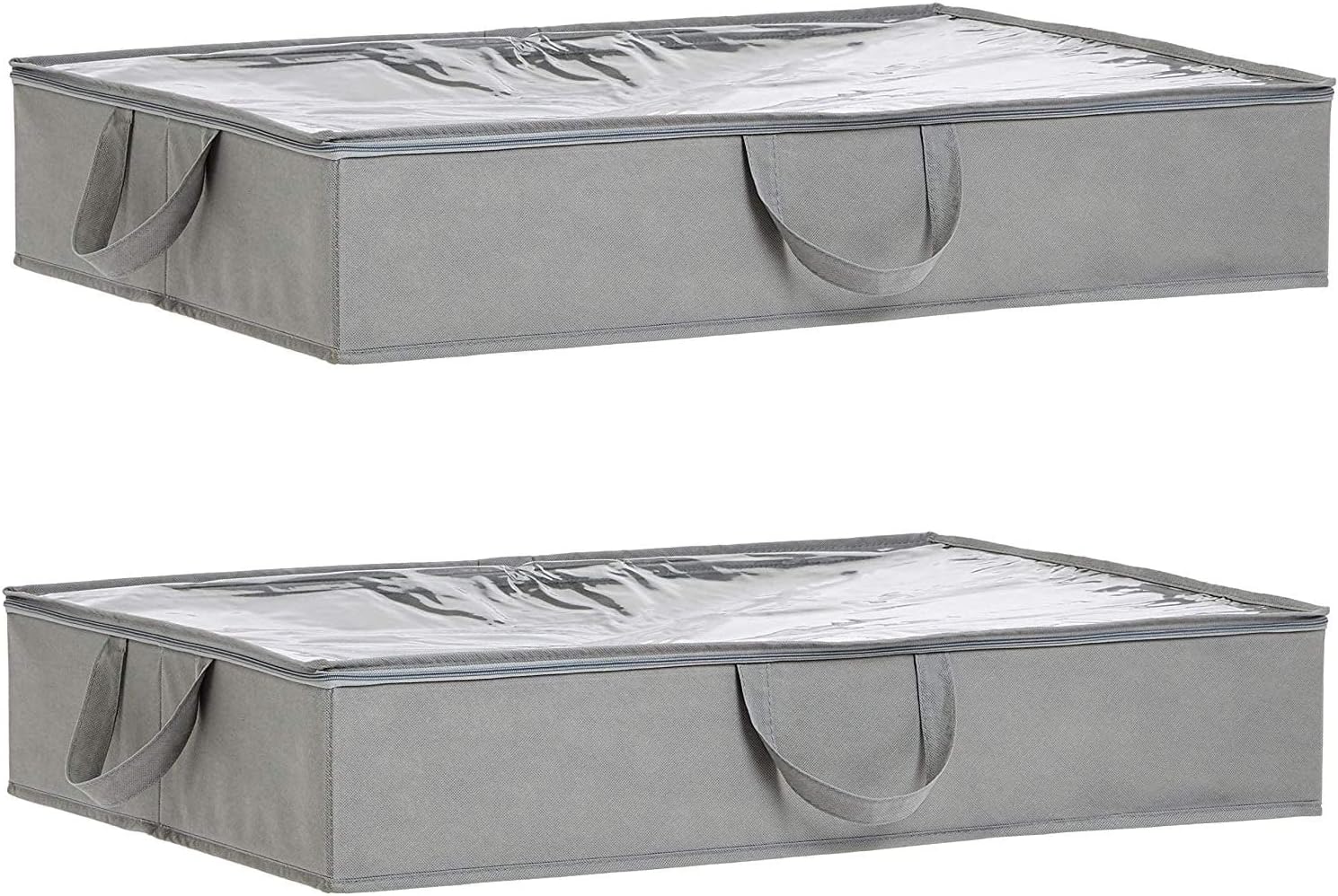 Amazon Basics Under Bed Fabric Storage Container Bags with Window and Handles - 2-Pack, 30.2 x 20 x 5.7 Inches, Gray