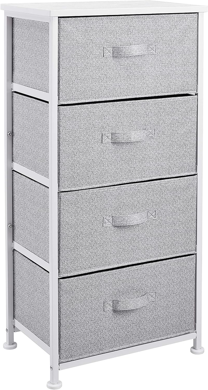 Amazon Basics Fabric 4-Drawer Storage Organizer Unit for Closet, White