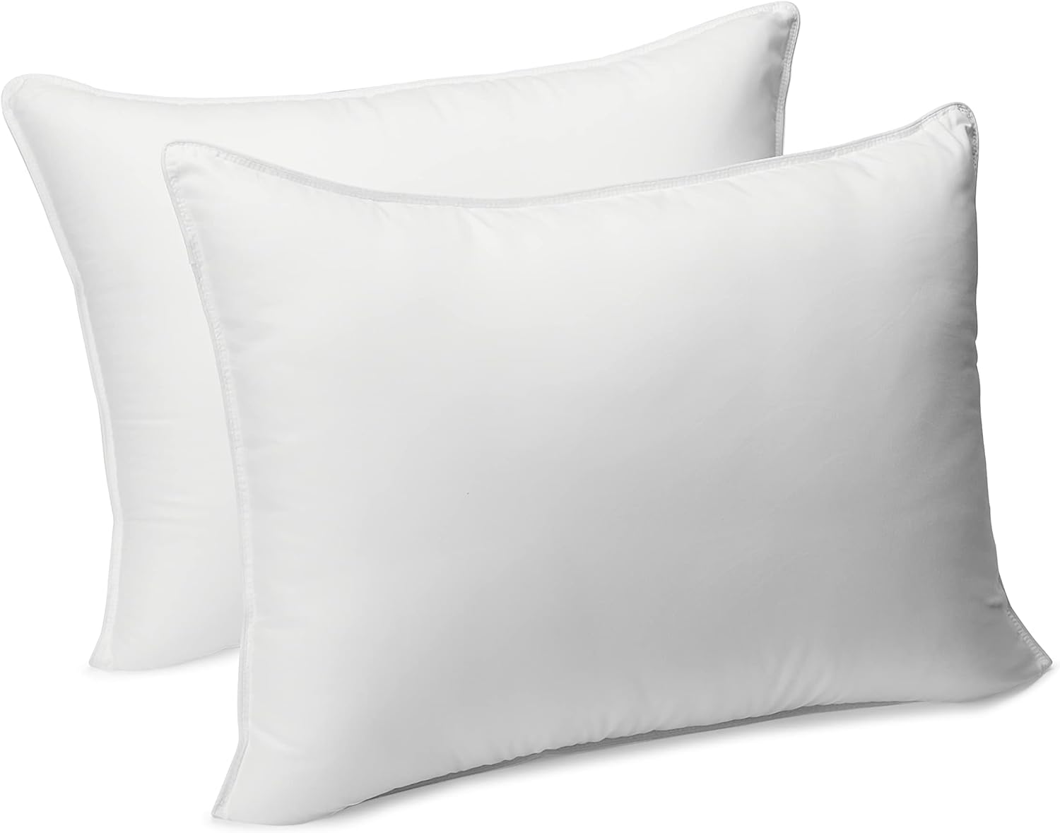 Amazon Basics Down Alternative Bed Pillows, Medium Density For Back and Side Sleepers, King, 2-Pack, White, 36 in L x 20 in W