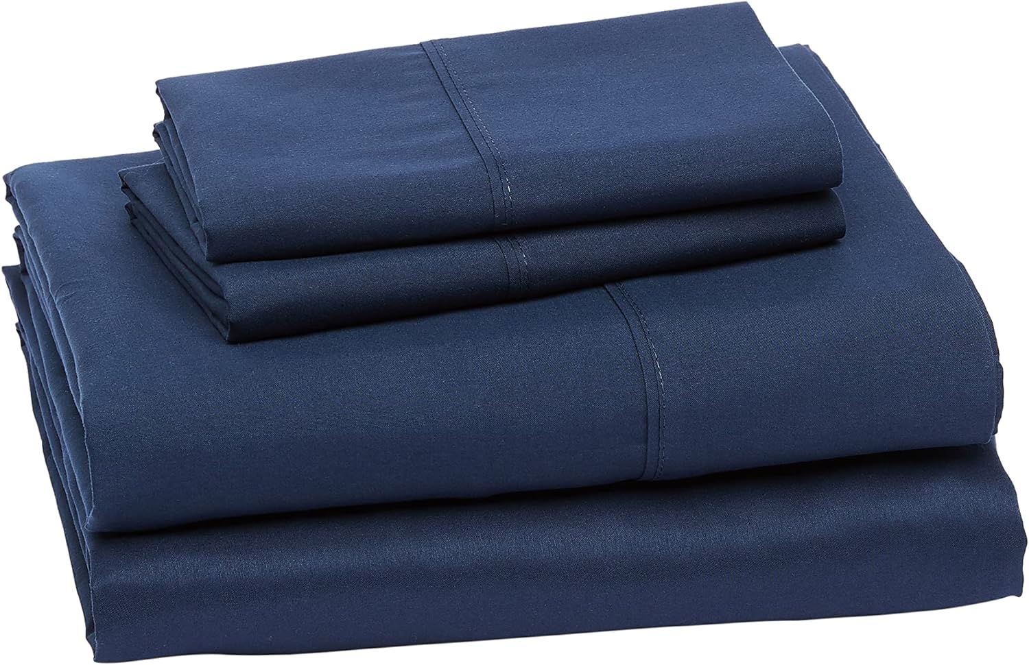 Amazon Basics Lightweight Super Soft Easy Care Microfiber 4-Piece Bed Sheet Set with 14-Inch Deep Pockets, Full, Navy Blue, Solid