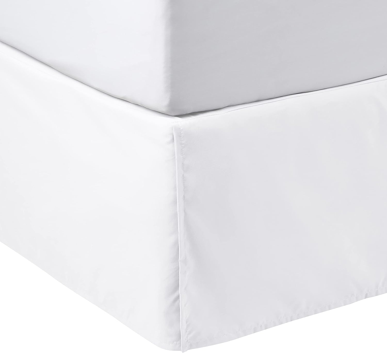 Amazon Basics Lightweight Pleated Bed Skirt, Queen, Bright White