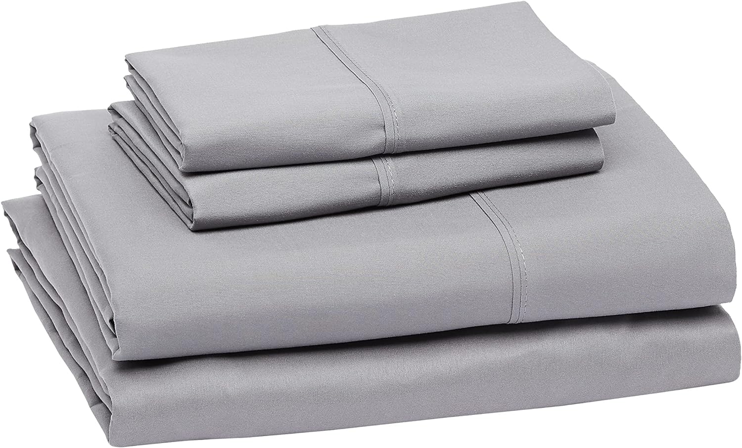 Amazon Basics Lightweight Super Soft Easy Care Microfiber 4-Piece Bed Sheet Set with 14-Inch Deep Pockets, Queen, Dark Gray, Solid