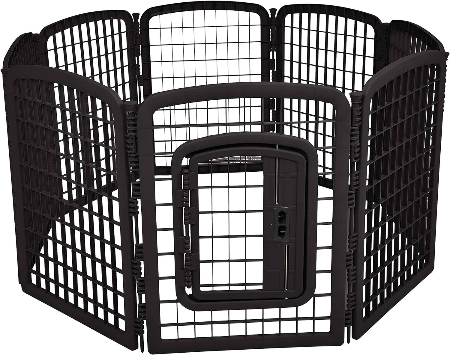 Amazon Basics 8-Panel Octagonal Plastic Pet Pen Fence Enclosure With Gate - 64 x 64 x 34 Inches, Black