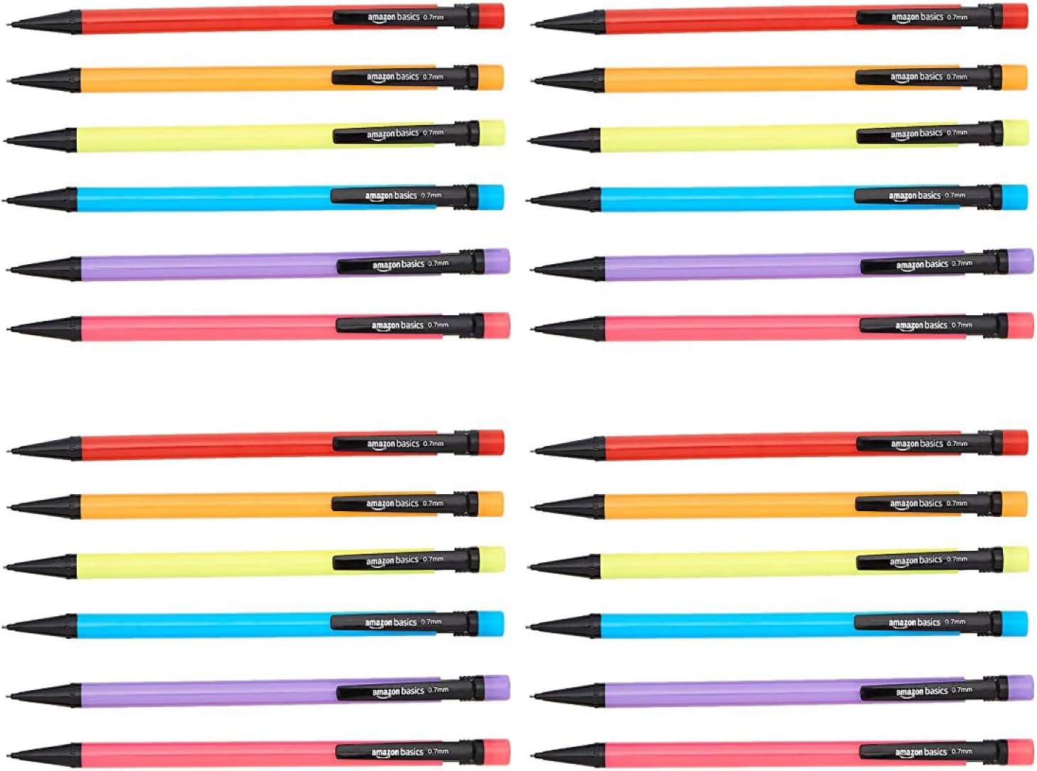 Amazon Basics Mechanical Pencils, Medium Point (0.7 mm) - 24-Pack, Multicolor