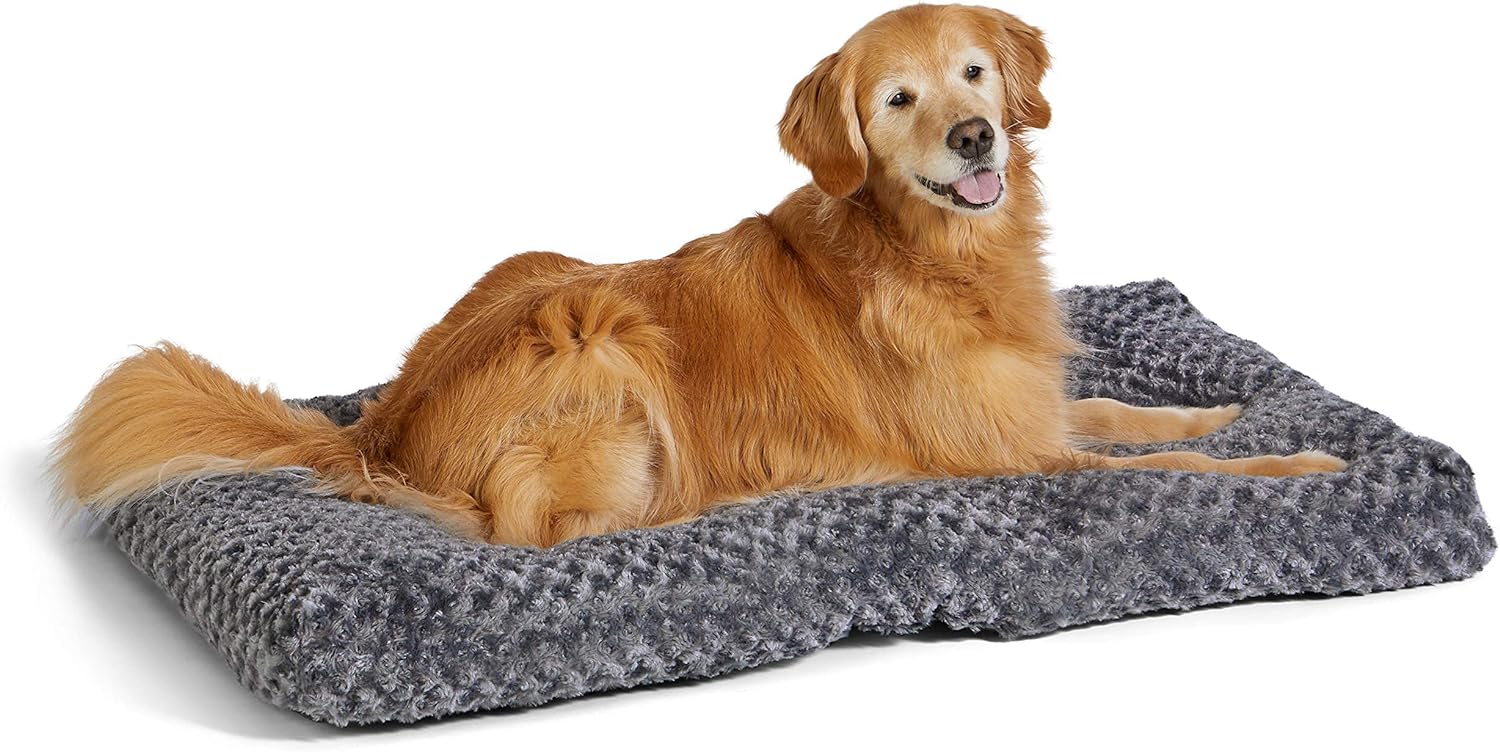 Amazon Basics Plush Pet Bed and Dog Crate Pad, X-Large, 46 x 29 x 4 Inches, Gray