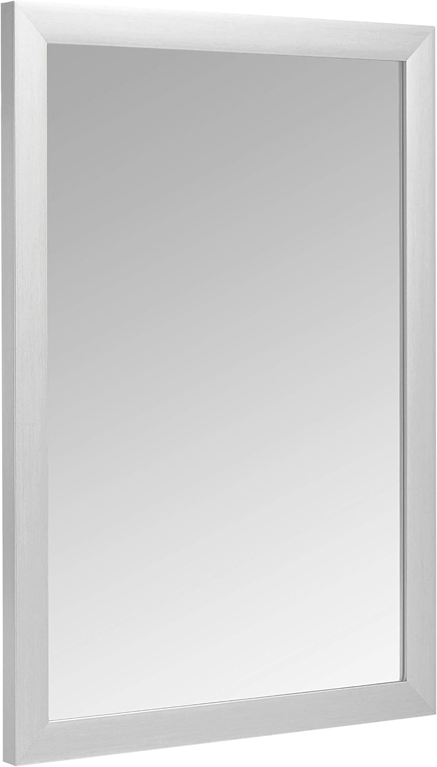 Amazon Basics Rectangular Wall Mount Mirror 20" x 28", Standard Trim, Nickel