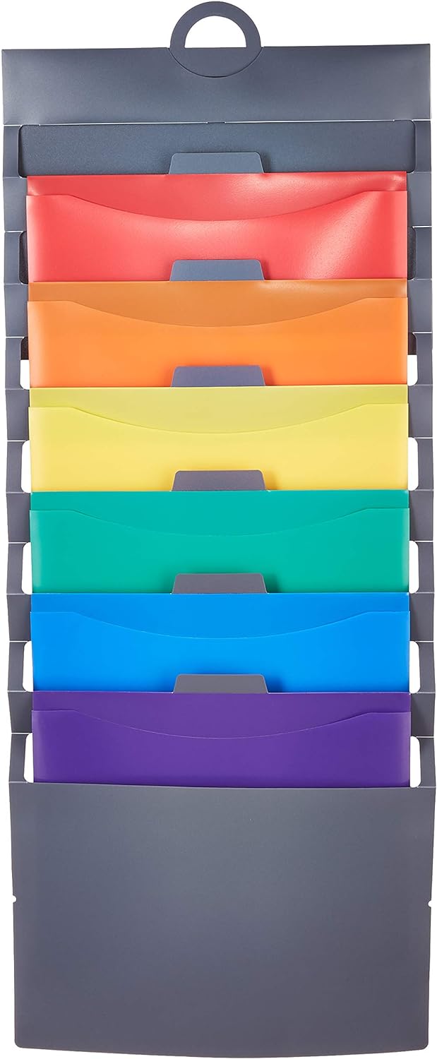 Amazon Basics Hanging 6 Pocket File Folders, 36 in - Multicolor