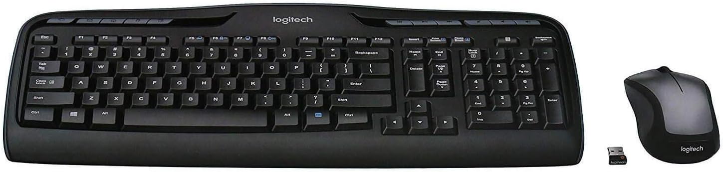 Logitech MK335 Wireless Keyboard and Mouse Combo - Black/Silver & H390 Wired Headset, Stereo Headphones with Noise-Cancelling Microphone, USB, in-Line Controls, PC/Mac/Laptop - Black