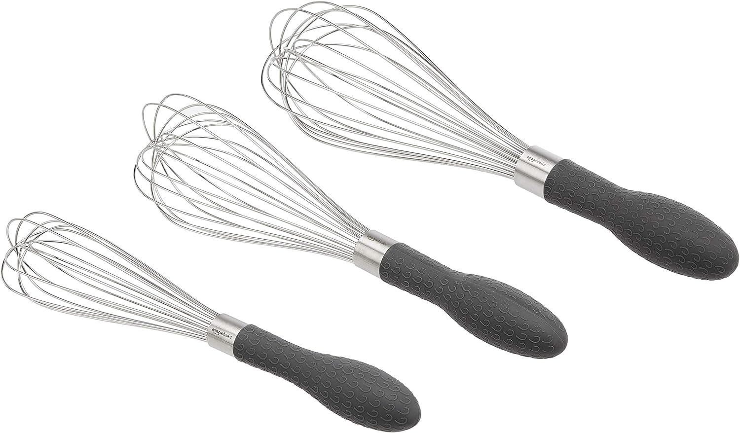 Amazon Basics Stainless Steel Wire Whisk Set - 3-Piece