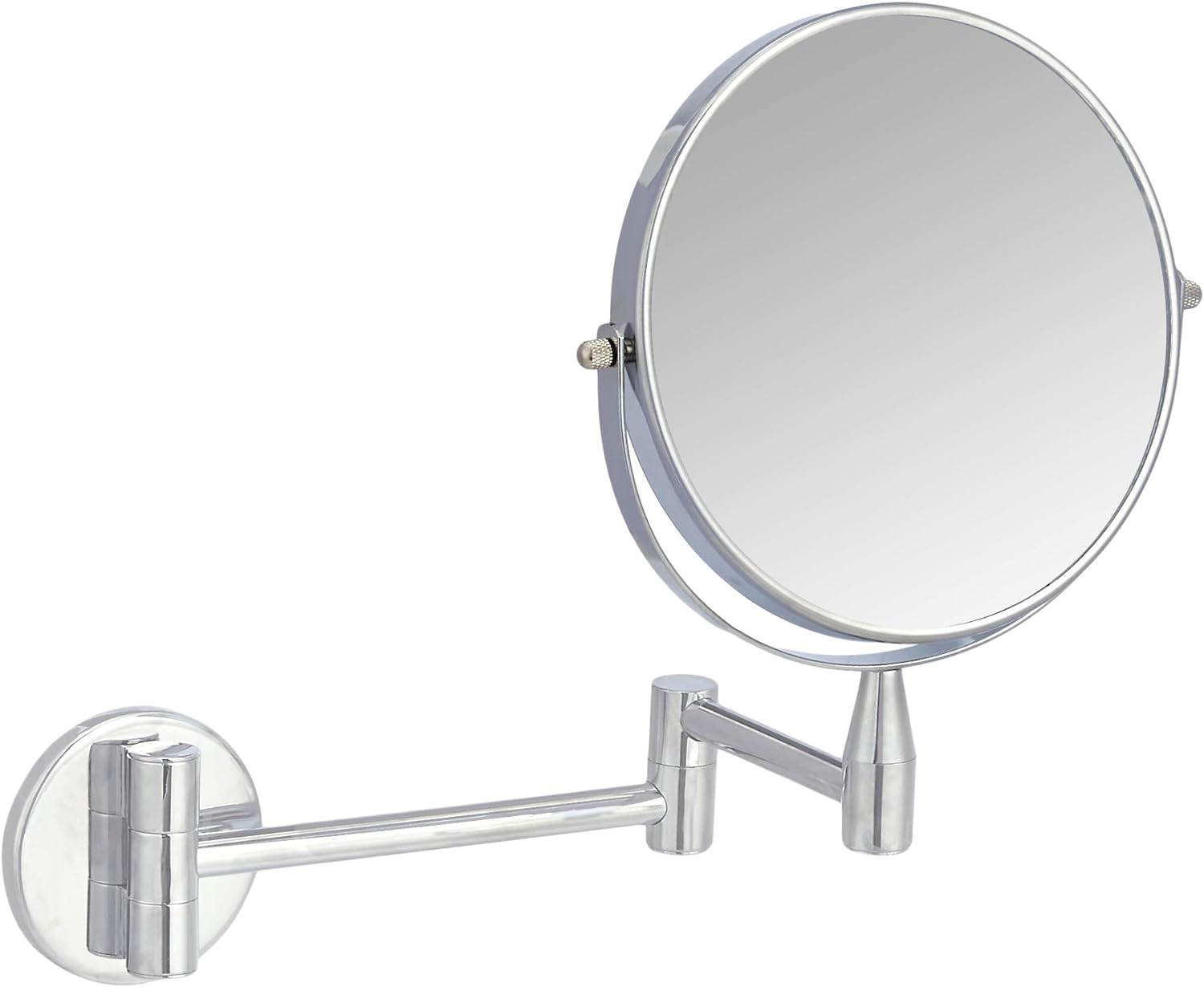 Amazon Basics Wall Mount Round Vanity Mirror, 1X/5X Magnification, Chrome, 15.2 inches x 1.18 inches