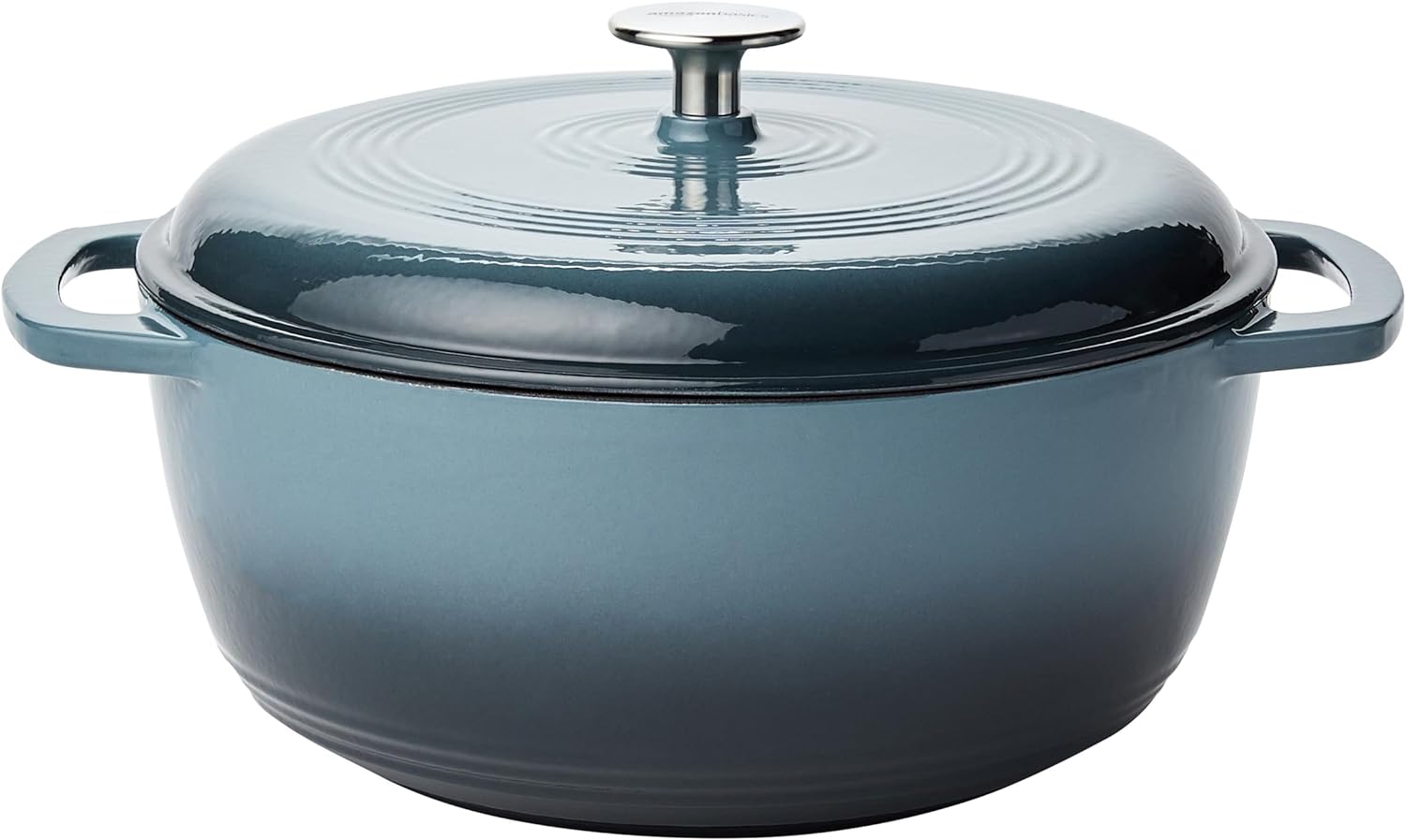 Amazon Basics Enameled Cast Iron Covered Round Dutch Oven, 6 Quart, Gray