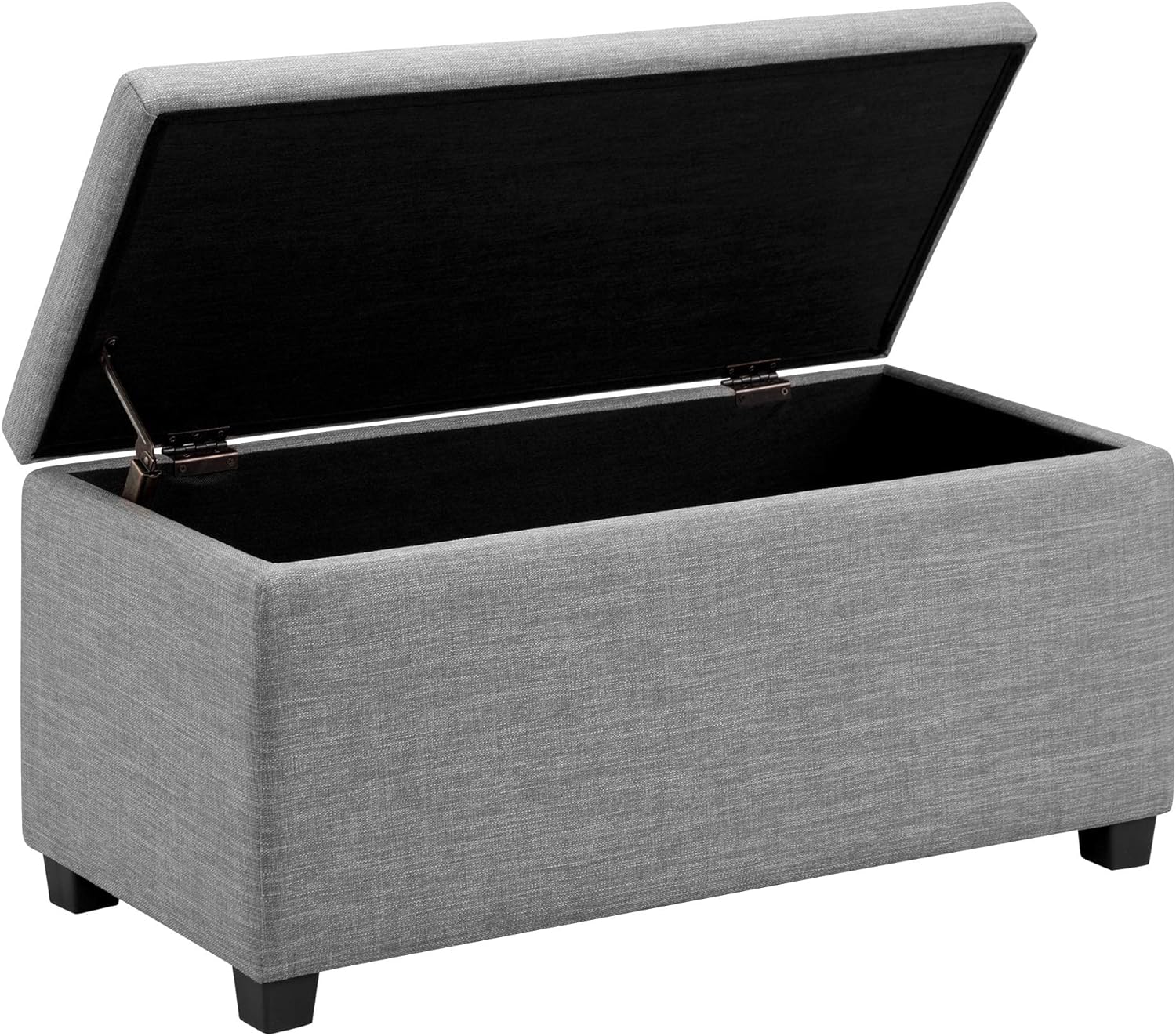 Amazon Basics Upholstered Rectangular Storage Ottoman and Entryway Bench, 35.5"W x 16.5"D x 17"H, Light Gray