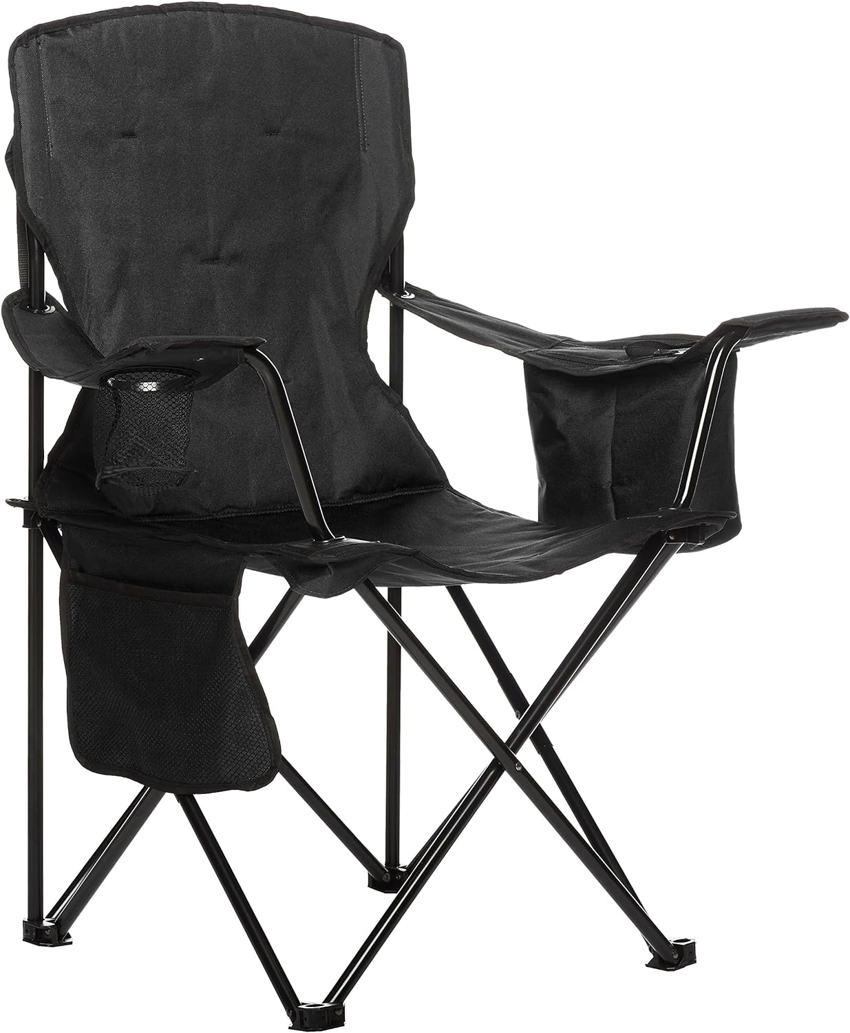 Amazon Basics Portable Folding Camping Chair with 4-Can Cooler, Side Pocket and Cup Holder with Carrying Bag